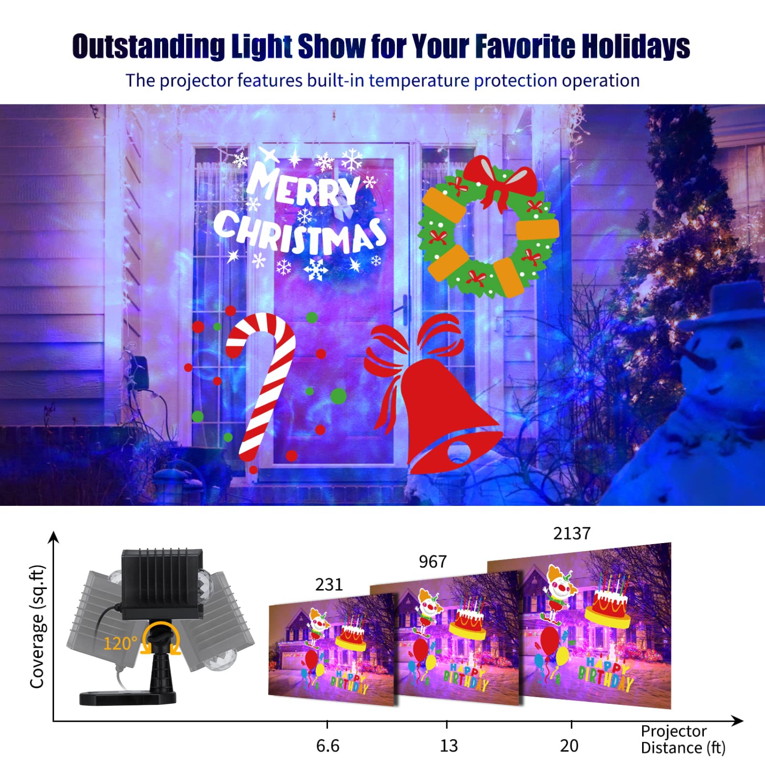 Christmas Projector Lights Outdoor - 26 HD Effects Waterproof with RF Remote Control Timer for Indoor Halloween Holiday Night Gathering Party