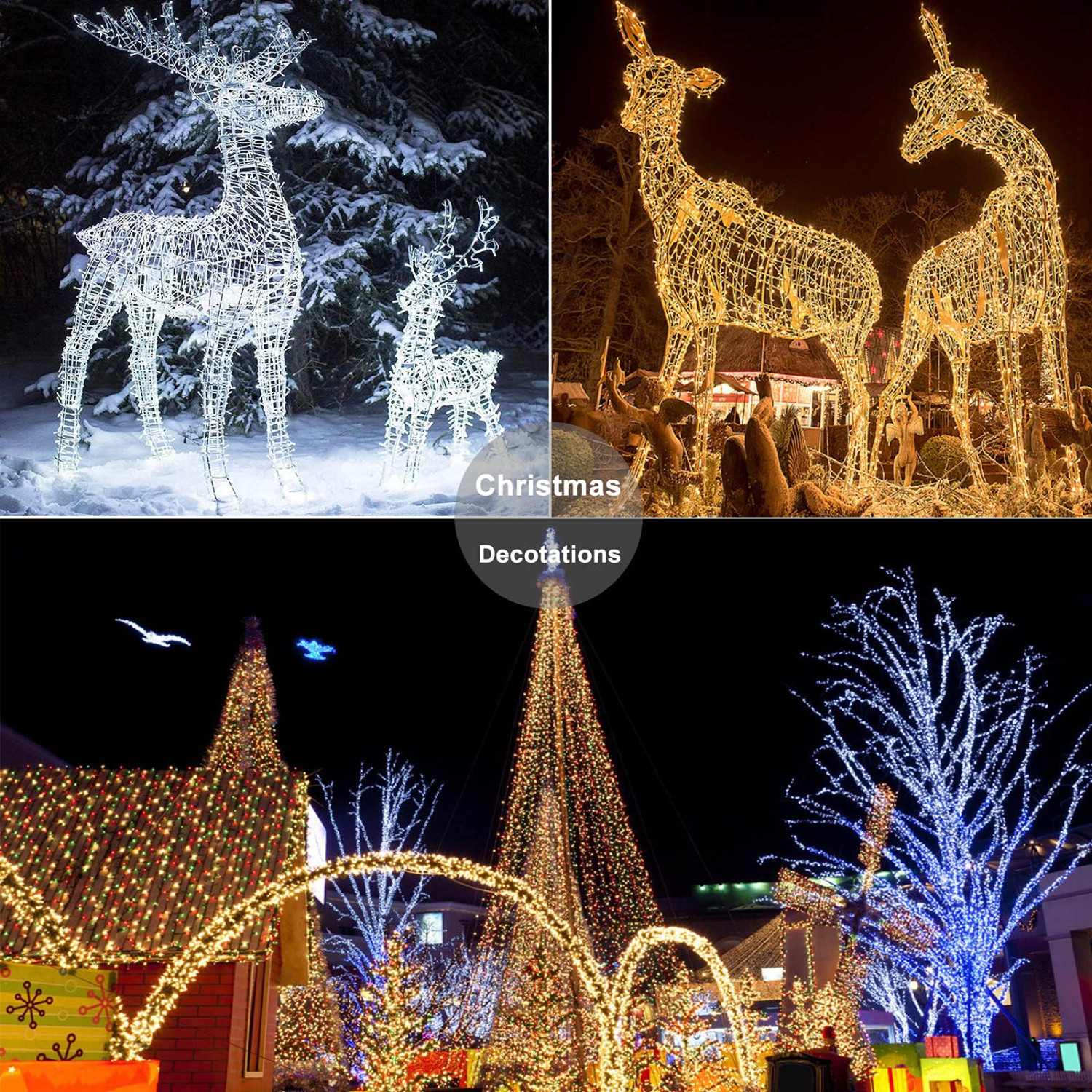 Lomotech – lumières de Noël à couleurs changeantes, 300 DEL, guirlande lumineuse de 98 pi, télécommande et minuterie, 11 modes Waterproo