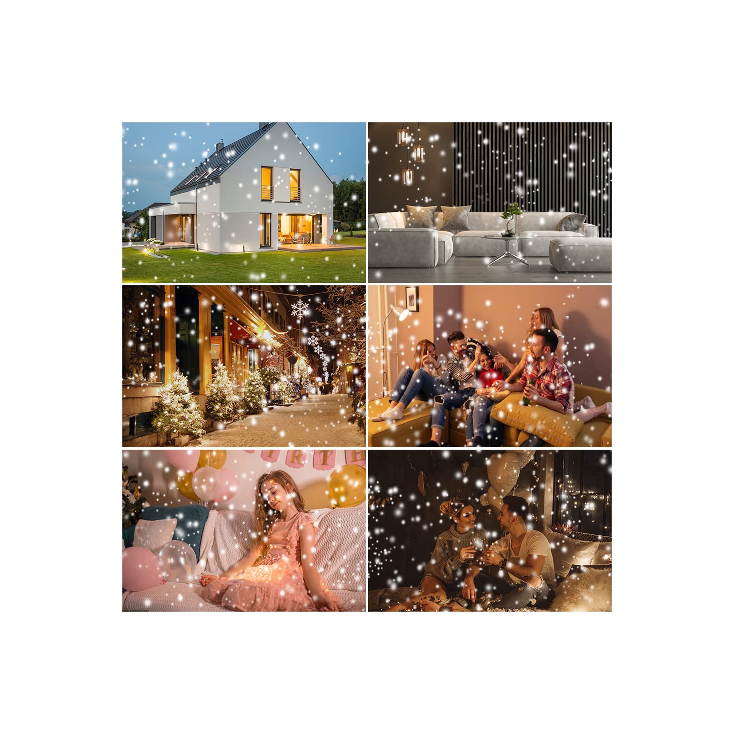 Christmas Snowfall Projector Lights, Holiday Projector Lights Waterproof Snow Flurries Landscape Spotlight with Remote for X