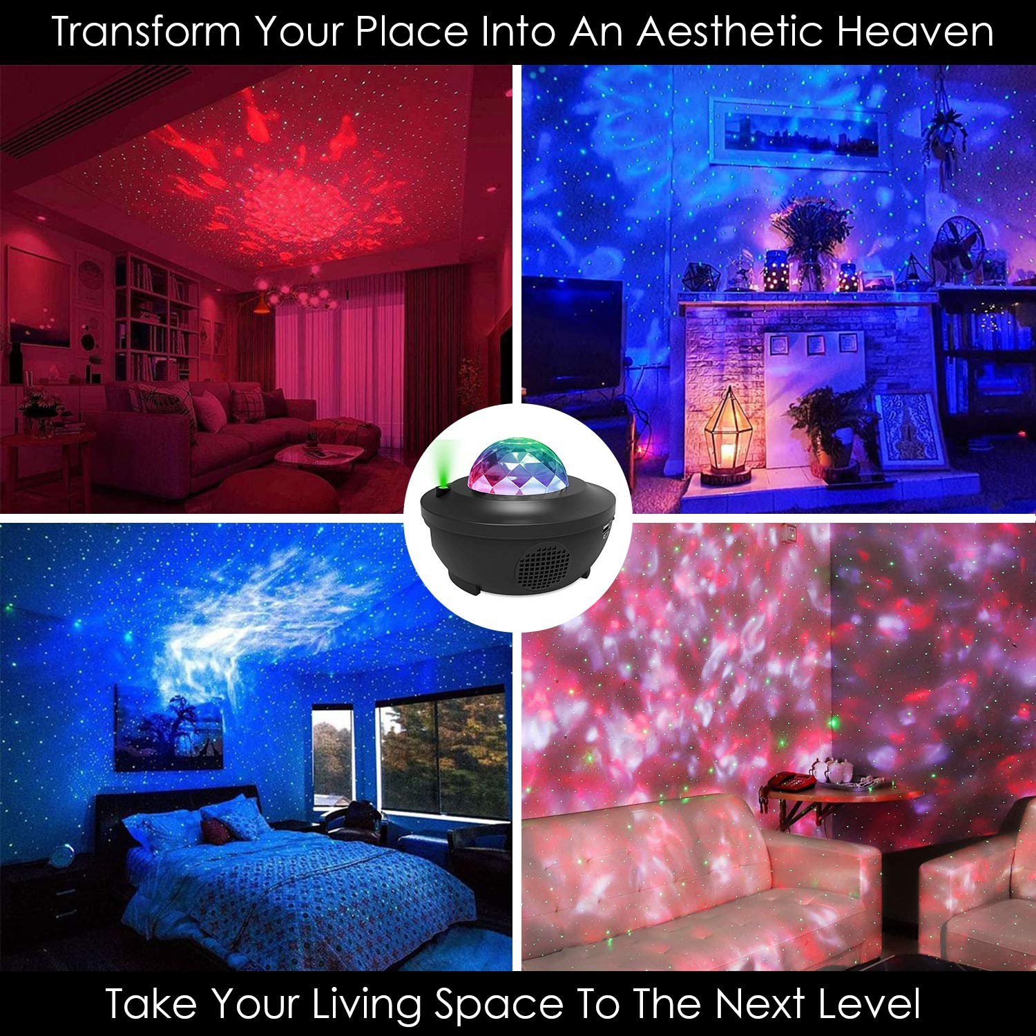 Projecteur 6-en-1 Galaxy Star avec DEL Nebula Cloud et Bluetooth Music