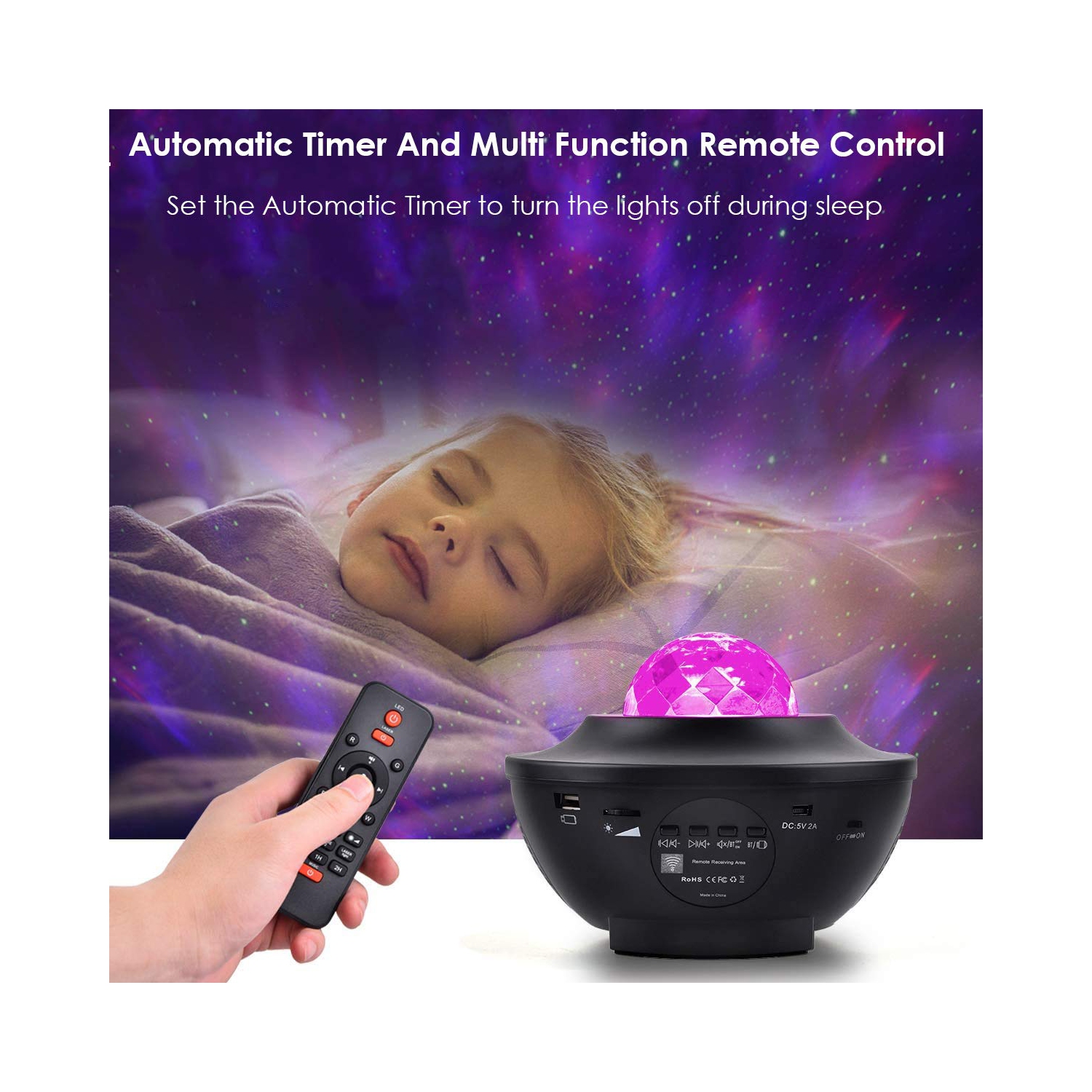 Projecteur 6-en-1 Galaxy Star avec DEL Nebula Cloud et Bluetooth Music