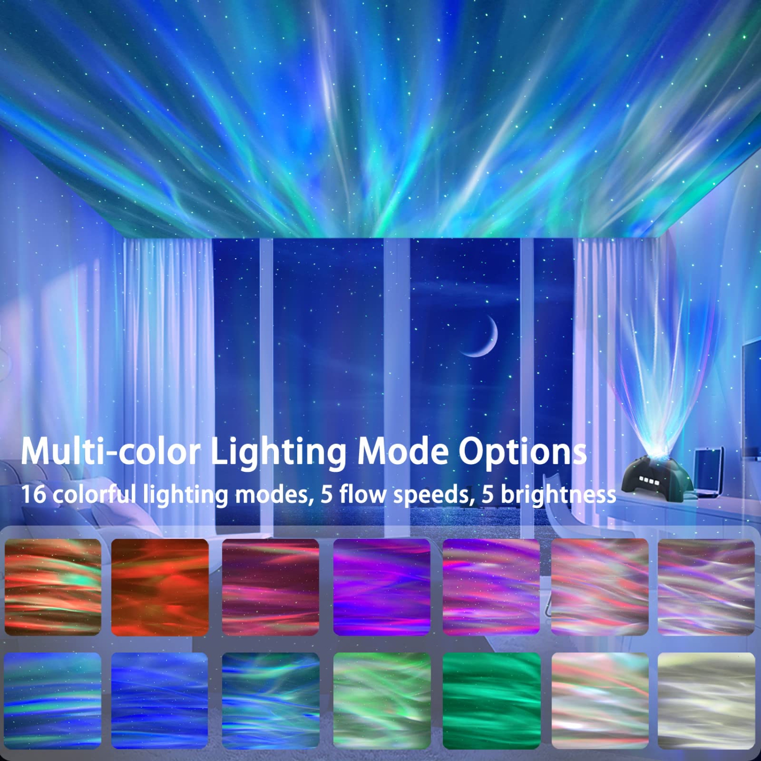 Projecteur Aurora de Northern Lights, projecteur Star pour chambre à coucher, haut-parleur Bluetooth bruit blanc galaxie projecteur veilleuse pour