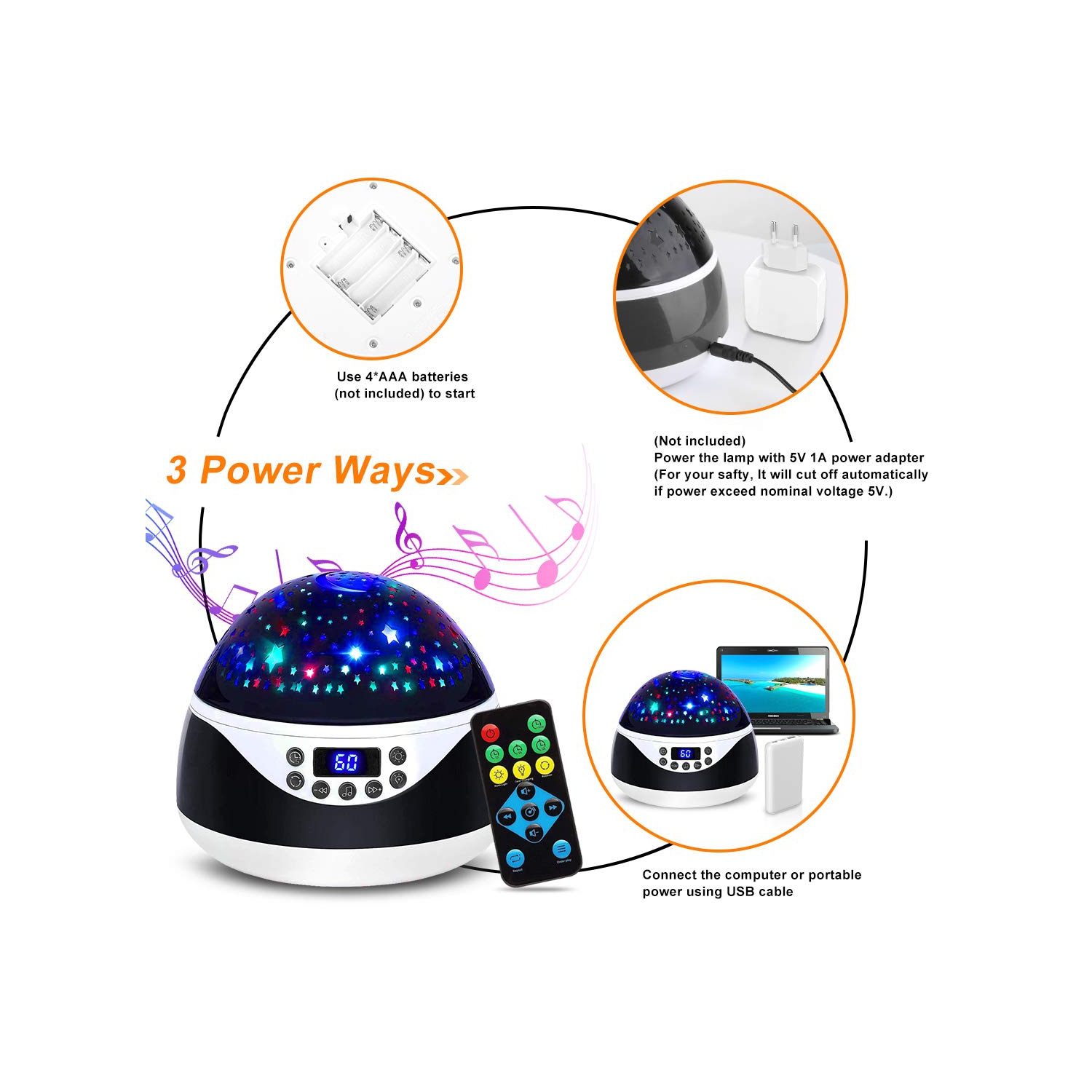 Veilleuses avec musique et minuterie, projecteur de constellations lumineuses MKOQI, machine sonore pour bébé dormant, cadeaux pour filles Bo