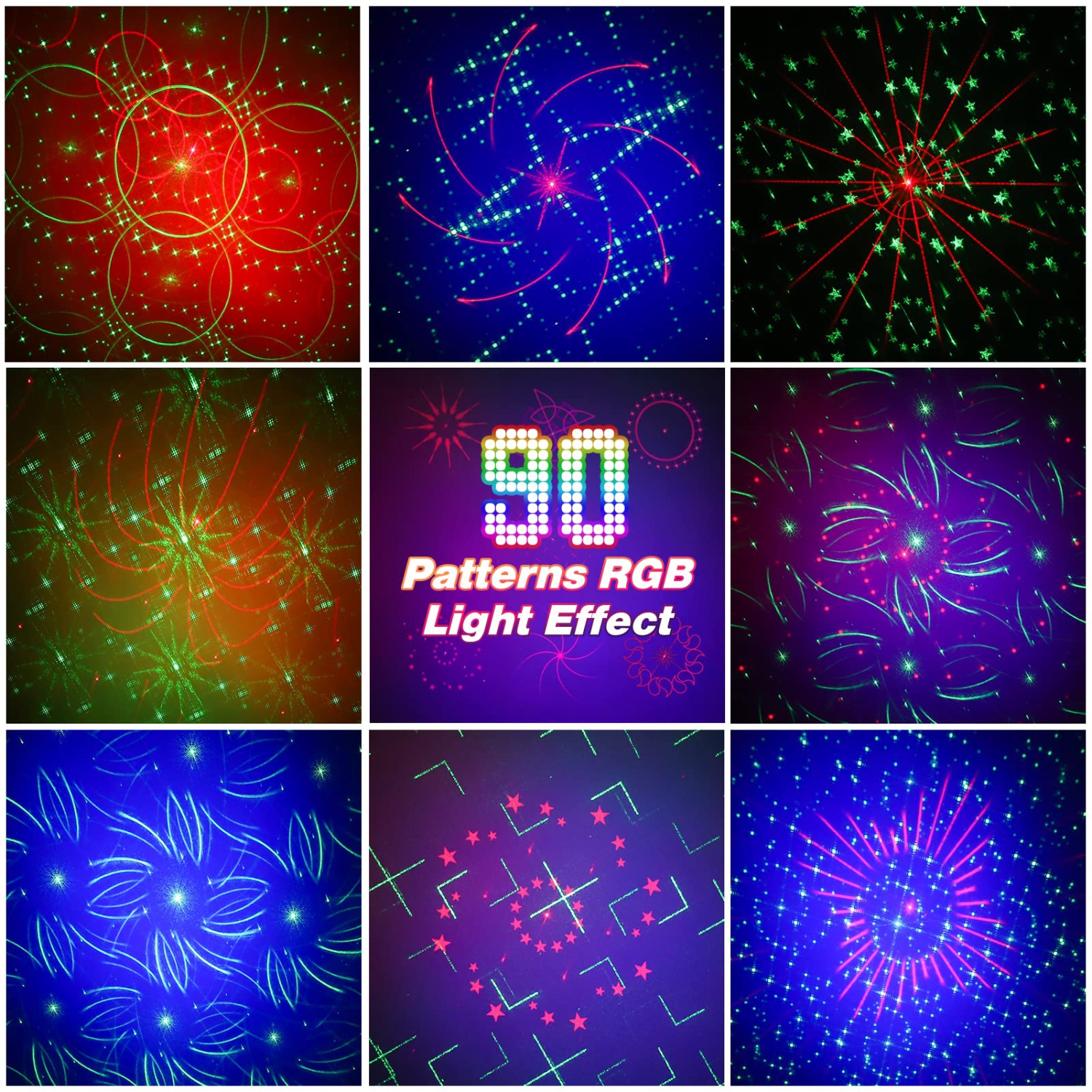 Party Lights DJ Disco Light, Strobe Light Disco Projector with Remote Control, Sound Activated RGB LED Party Lights for Chri