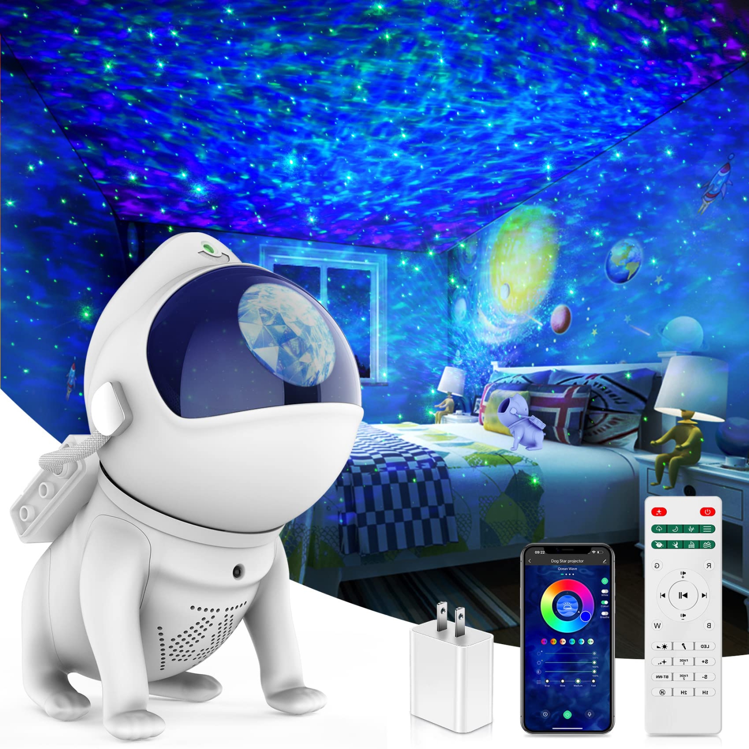 Webcem Star Projector, 3 in 1 Galaxy Night Light Projector with Remote & APP Control, Bluetooth Speaker, 8 White Noises, Tim