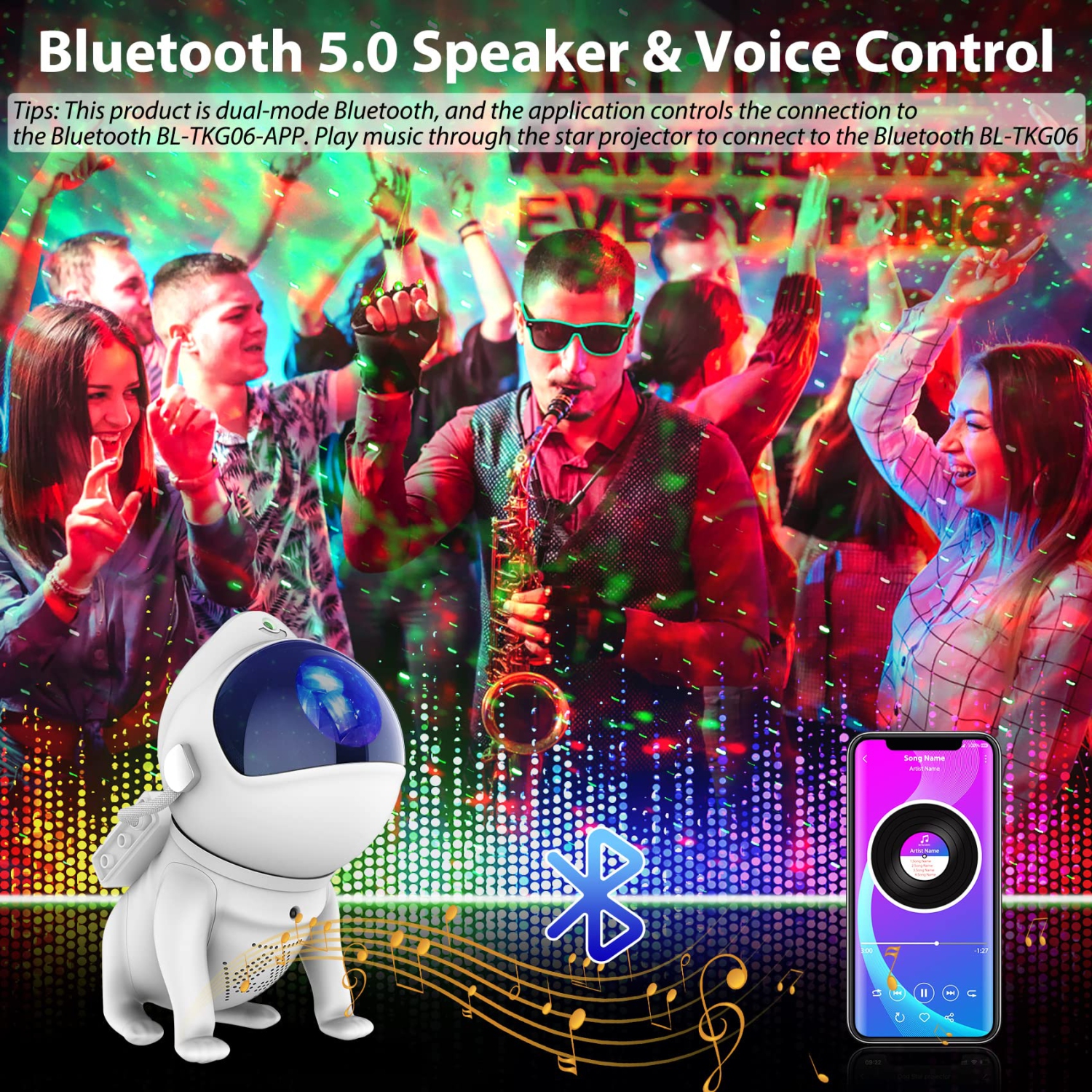 Webcem Star Projector, 3 in 1 Galaxy Night Light Projector with Remote & APP Control, Bluetooth Speaker, 8 White Noises, Tim