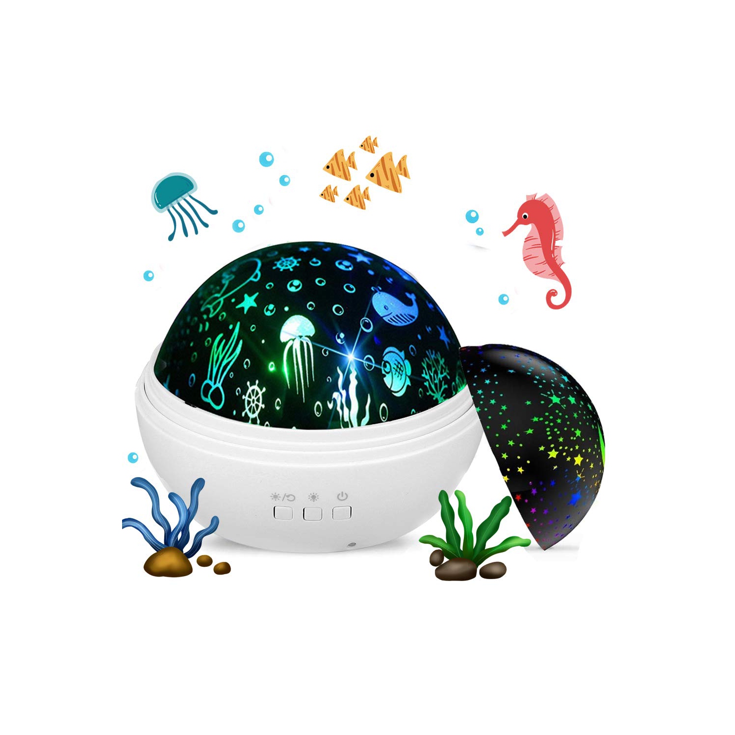 Projecteur de veilleuse pour bébé, projecteur rotatif Star Moon and Ocean Wave, veilleuse Best Chirstmas pour enfants Bedro