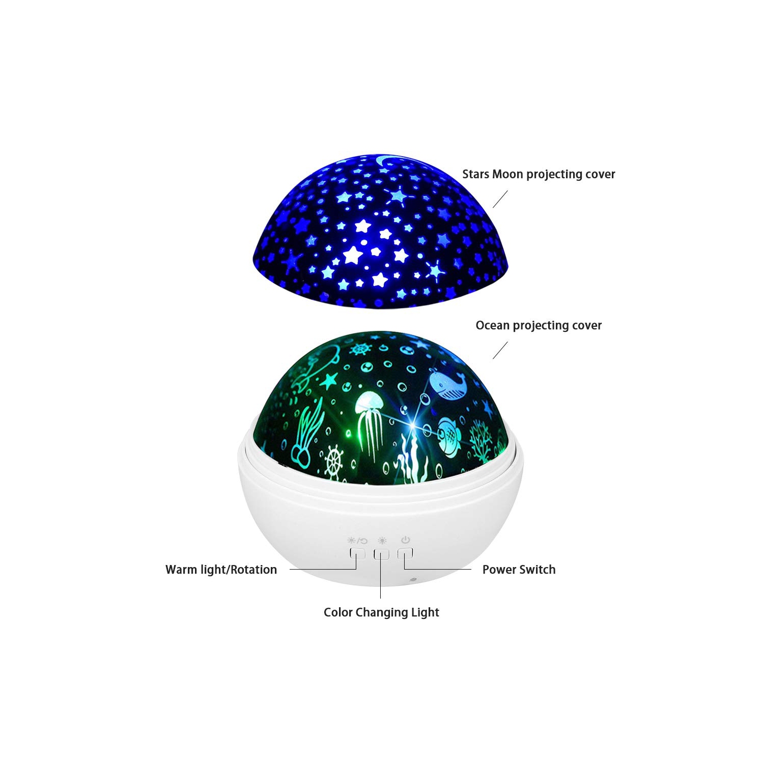 Projecteur de veilleuse pour bébé, projecteur rotatif Star Moon and Ocean Wave, veilleuse Best Chirstmas pour enfants Bedro