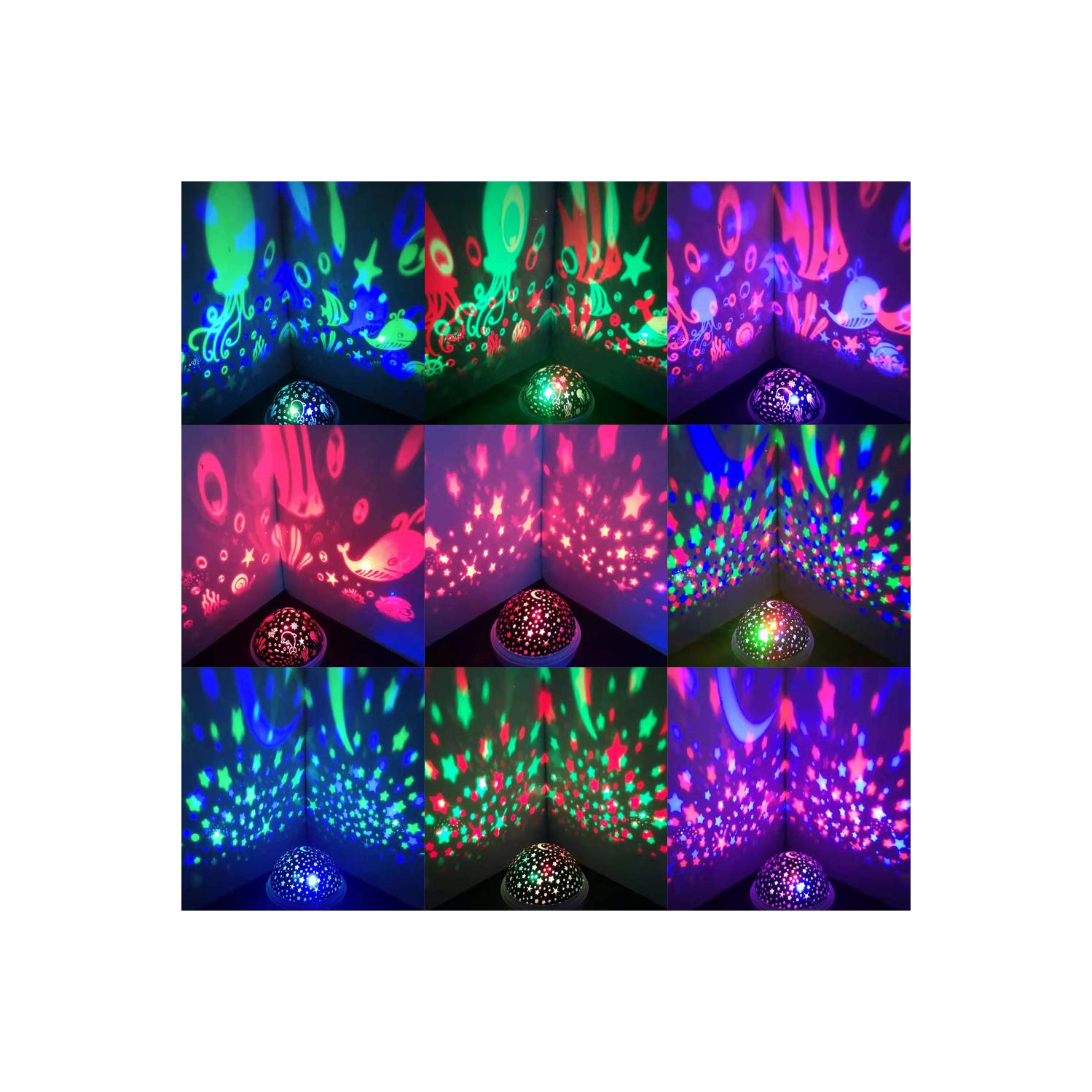 Projecteur de veilleuse pour bébé, projecteur rotatif Star Moon and Ocean Wave, veilleuse Best Chirstmas pour enfants Bedro