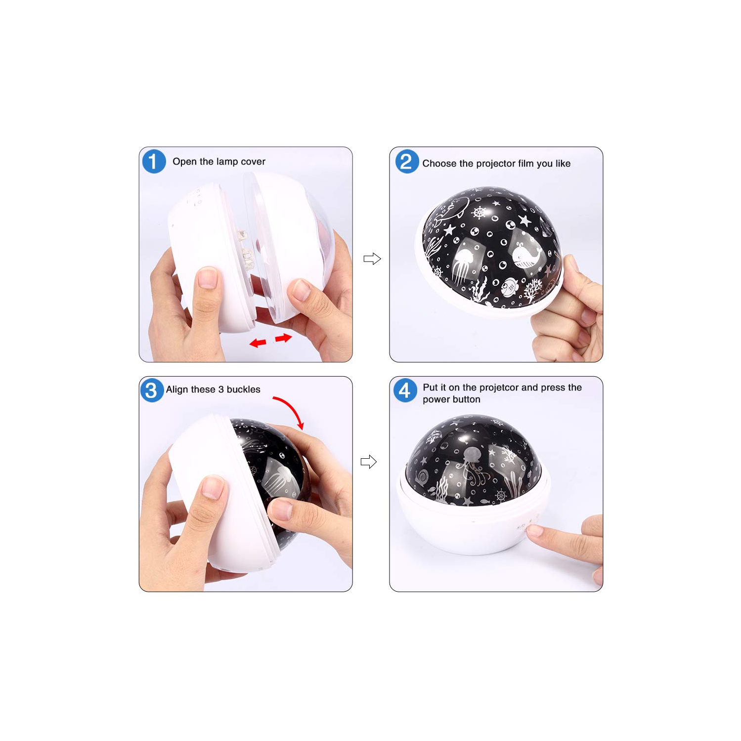 Projecteur de veilleuse pour bébé, projecteur rotatif Star Moon and Ocean Wave, veilleuse Best Chirstmas pour enfants Bedro