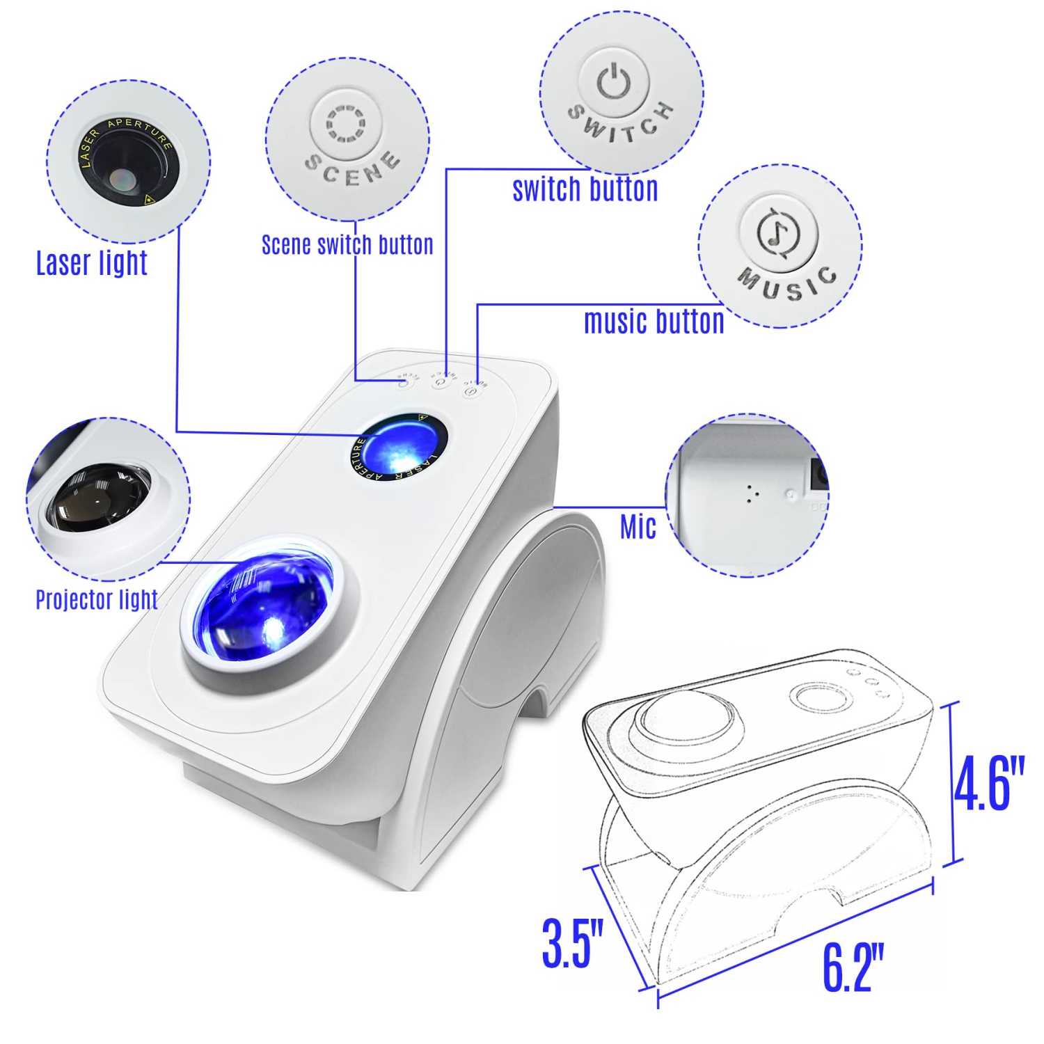 NUNET Galaxy Projector for Bedroom App & Voice Controlled Works w. Alexa,Star Projector Galaxy Light Music Sync,Auto Timer N