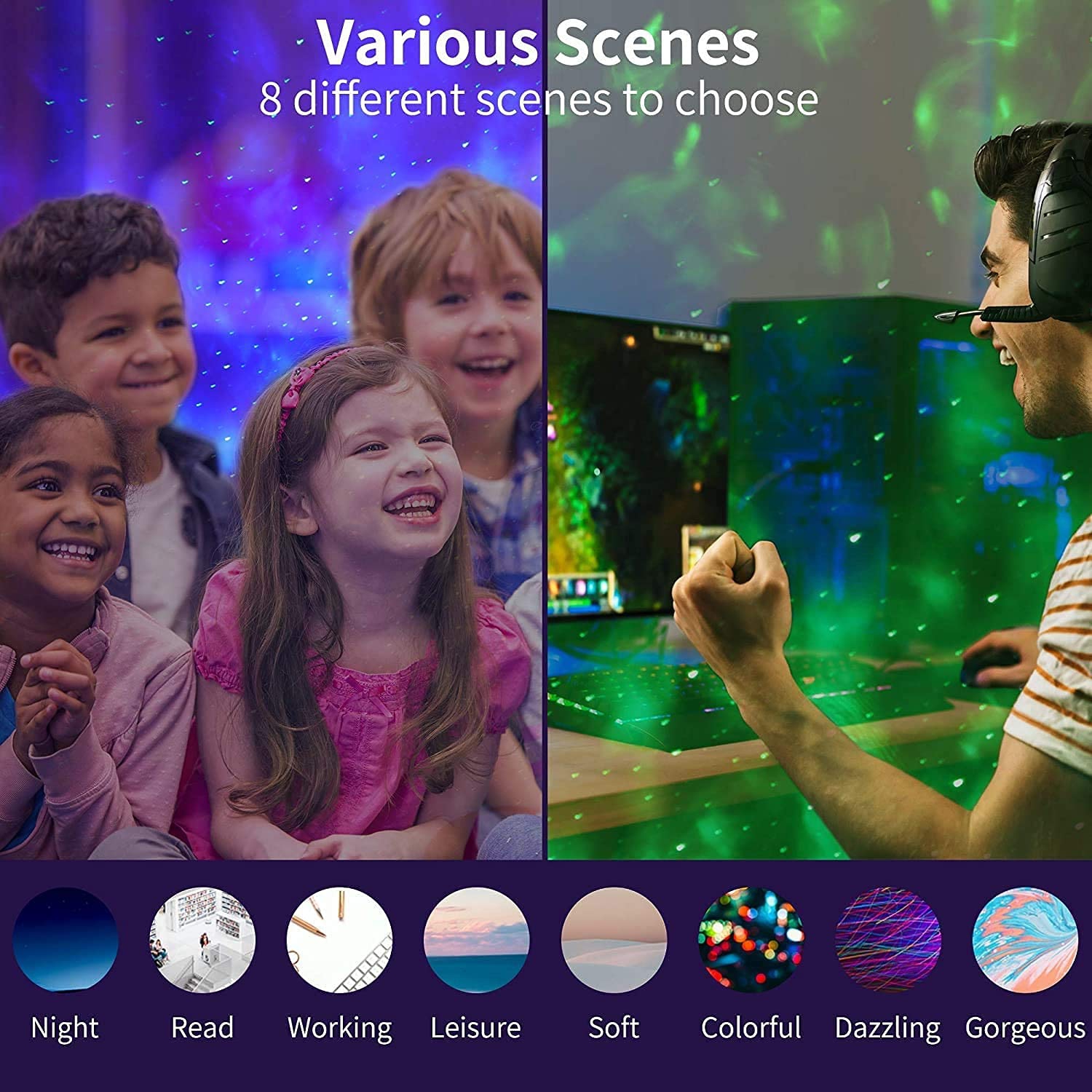 Star Projector, Smart Galaxy Projector Work with Alexa Google Assistant, Galaxy Light Night Light Projectorwith App Remote C