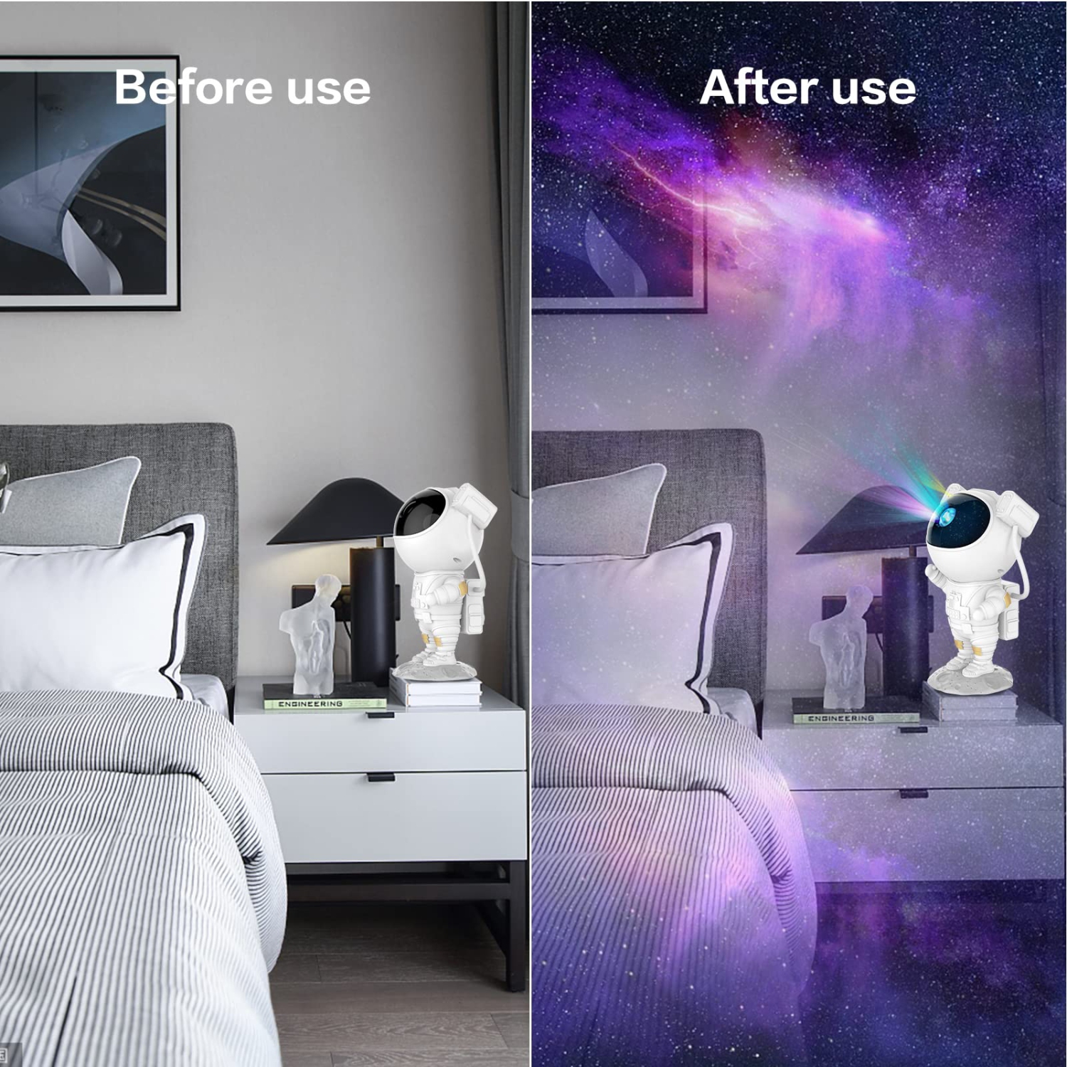 Projecteur Galaxy Star d’astronaute veilleuse étoilée, projecteur avec nébuleuse, minuterie et télécommande, chambre an