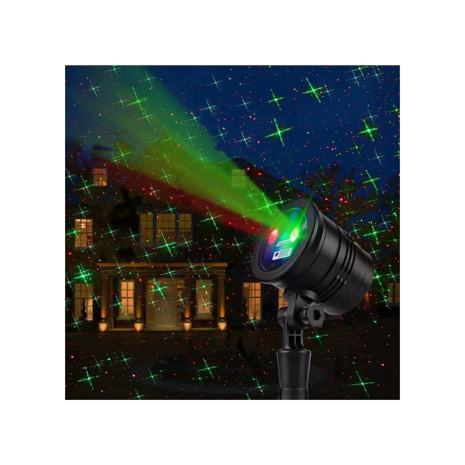 Christmas Projector Lights, Led Waterproof Christmas Laser Lights Landscape Spotlight Red and Green Star Show with Remote De