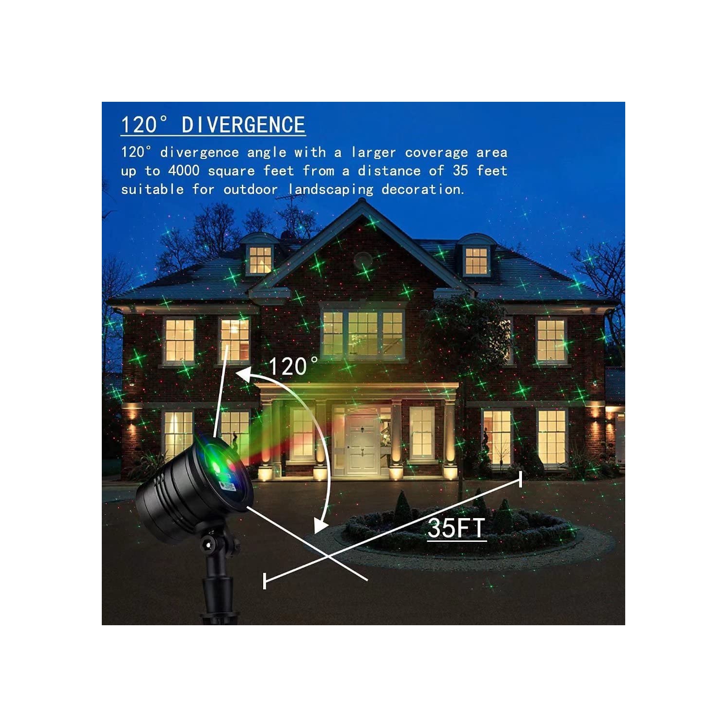 Christmas Projector Lights, Led Waterproof Christmas Laser Lights Landscape Spotlight Red and Green Star Show with Remote De