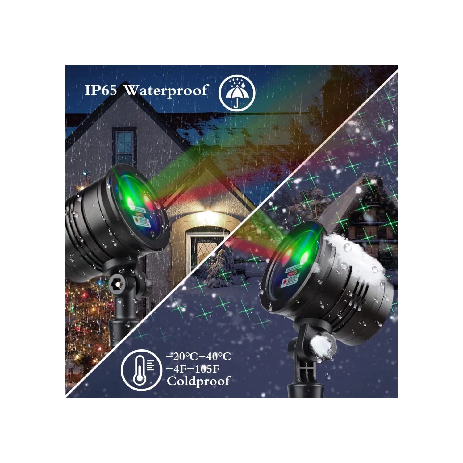 Christmas Projector Lights, Led Waterproof Christmas Laser Lights Landscape Spotlight Red and Green Star Show with Remote De