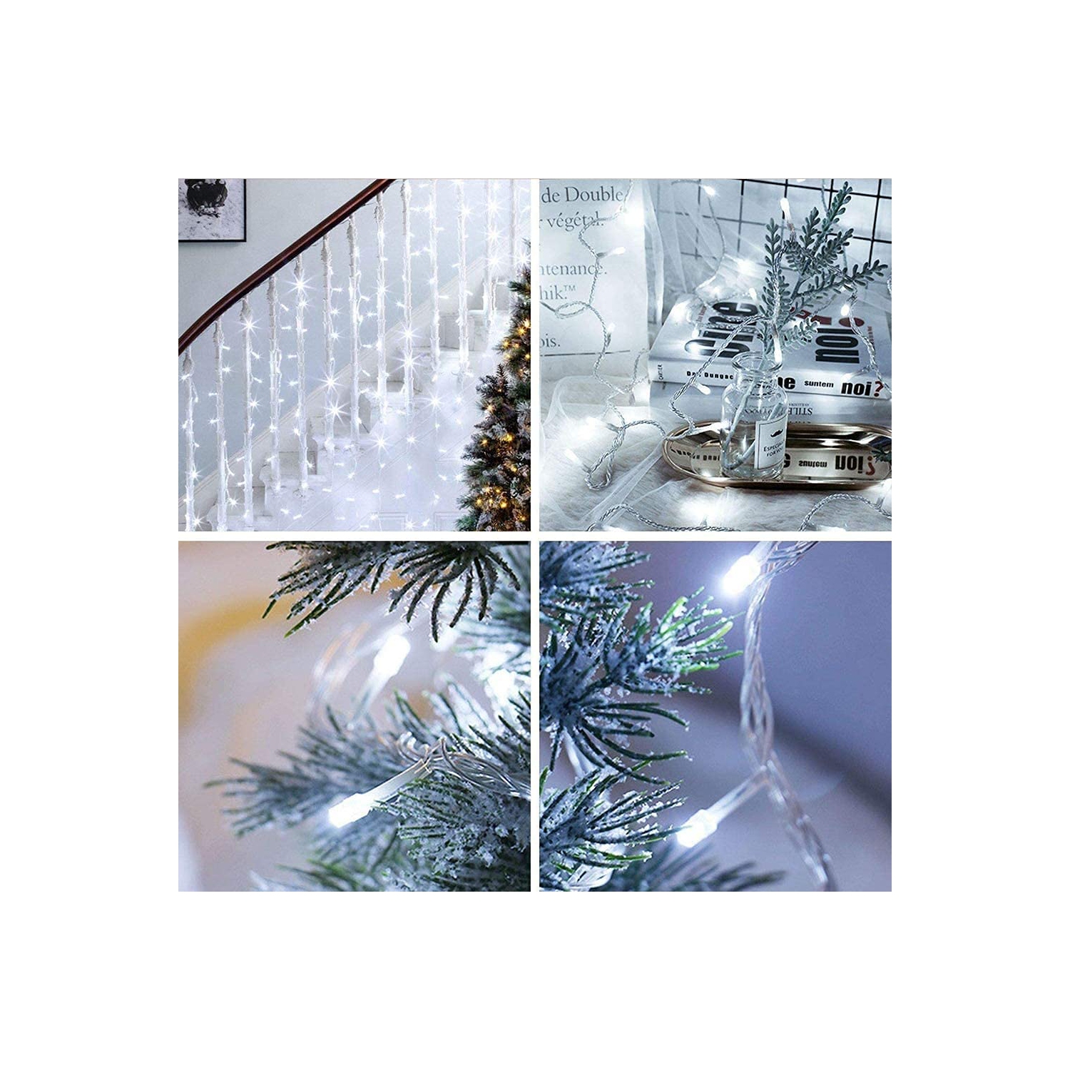 Lumières de Noël d'intérieur/extérieur à DEL, 76 pi 200 DEL, 8 modes, guirlande de lumières avec minuterie, connectable, Christmas Twinkle