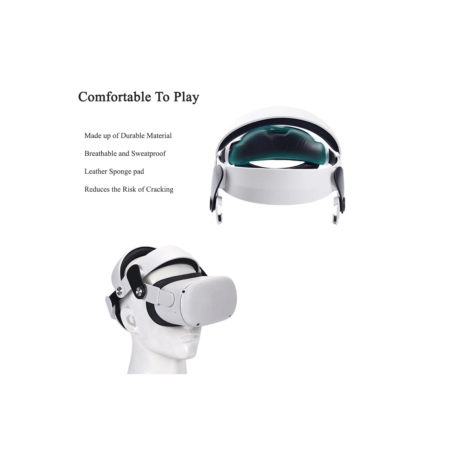 Adjustable Soft Cushioned Ergonomic Elite Head Strap for Oculus Meta Quest 2 Enhanced Support and Comfort Upgraded for Reduce Head Pressure buckle