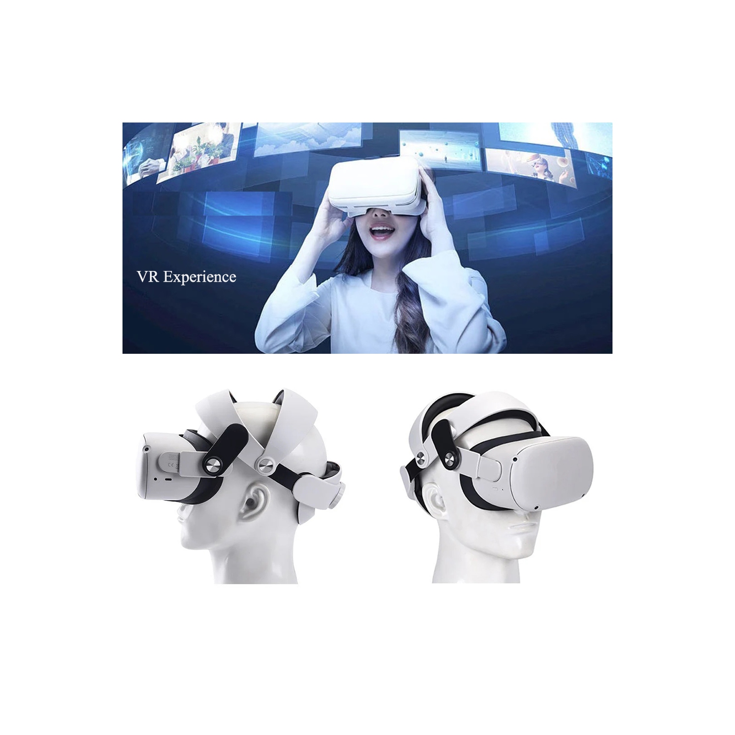 Adjustable Soft Cushioned Ergonomic Elite Head Strap for Oculus Meta Quest 2 Enhanced Support and Comfort Upgraded for Reduce Head Pressure buckle