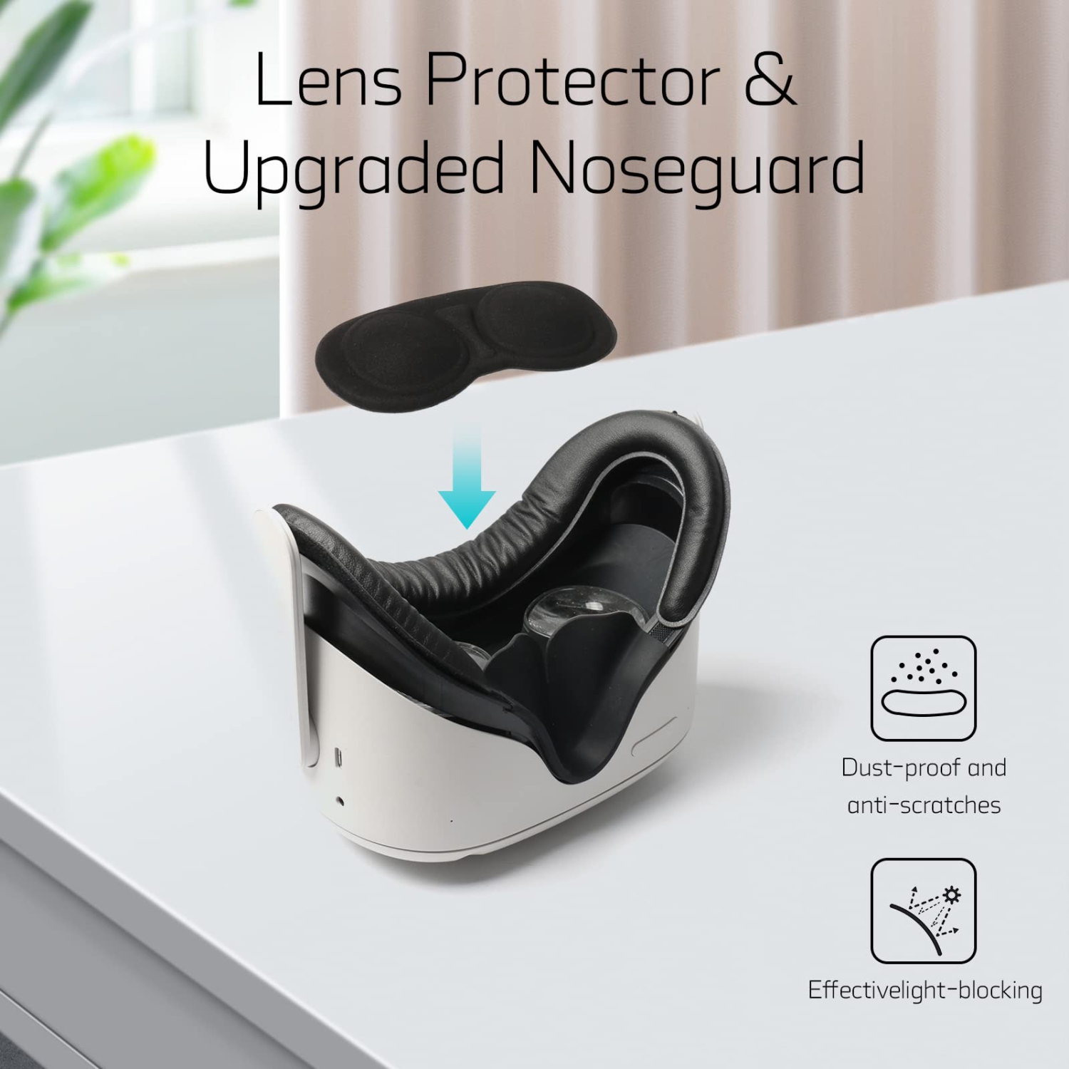 Soft VR Headset Accessories Set Fit for Oculus Quest 2, 1 VR Facial Interface Bracket + 2 PU Leather Cover Pad + 2 Nose Pad