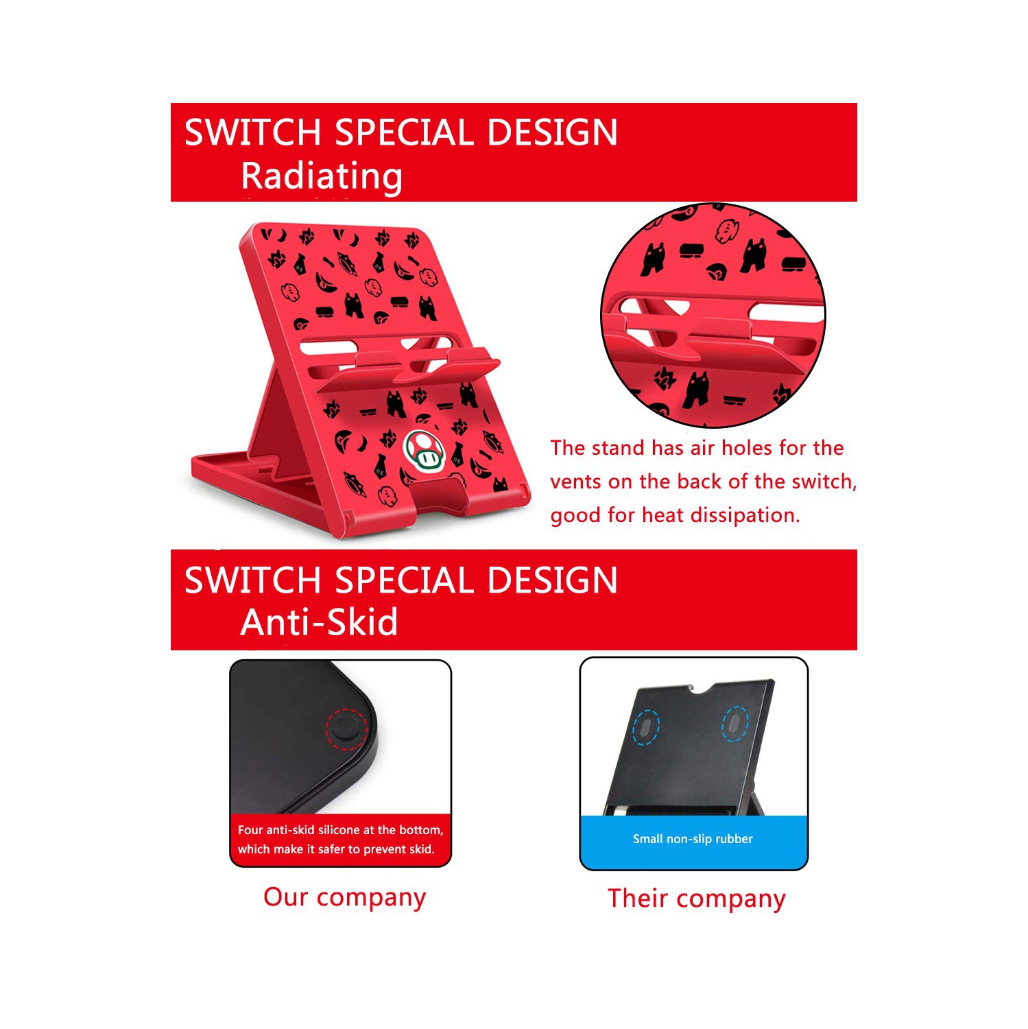 Stand for Nintendo Switch/Switch Lite/Switch OLED, Animal Crossing Angle Adjustable Swicth Holder, Portable Foldable Compact Non-Slip Playstand