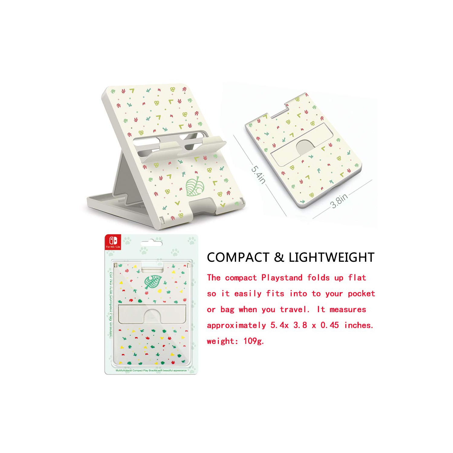 Stand for Nintendo Switch/Switch Lite/Switch OLED, Animal Crossing Angle Adjustable Swicth Holder, Portable Foldable Compact Non-Slip Playstand