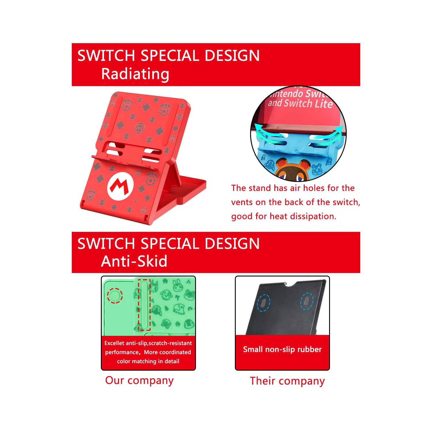 FXICAI Stand for Nintendo Switch/Switch Lite/Switch OLED, Animal Crossing Angle Adjustable Swicth Holder, Portable Foldable
