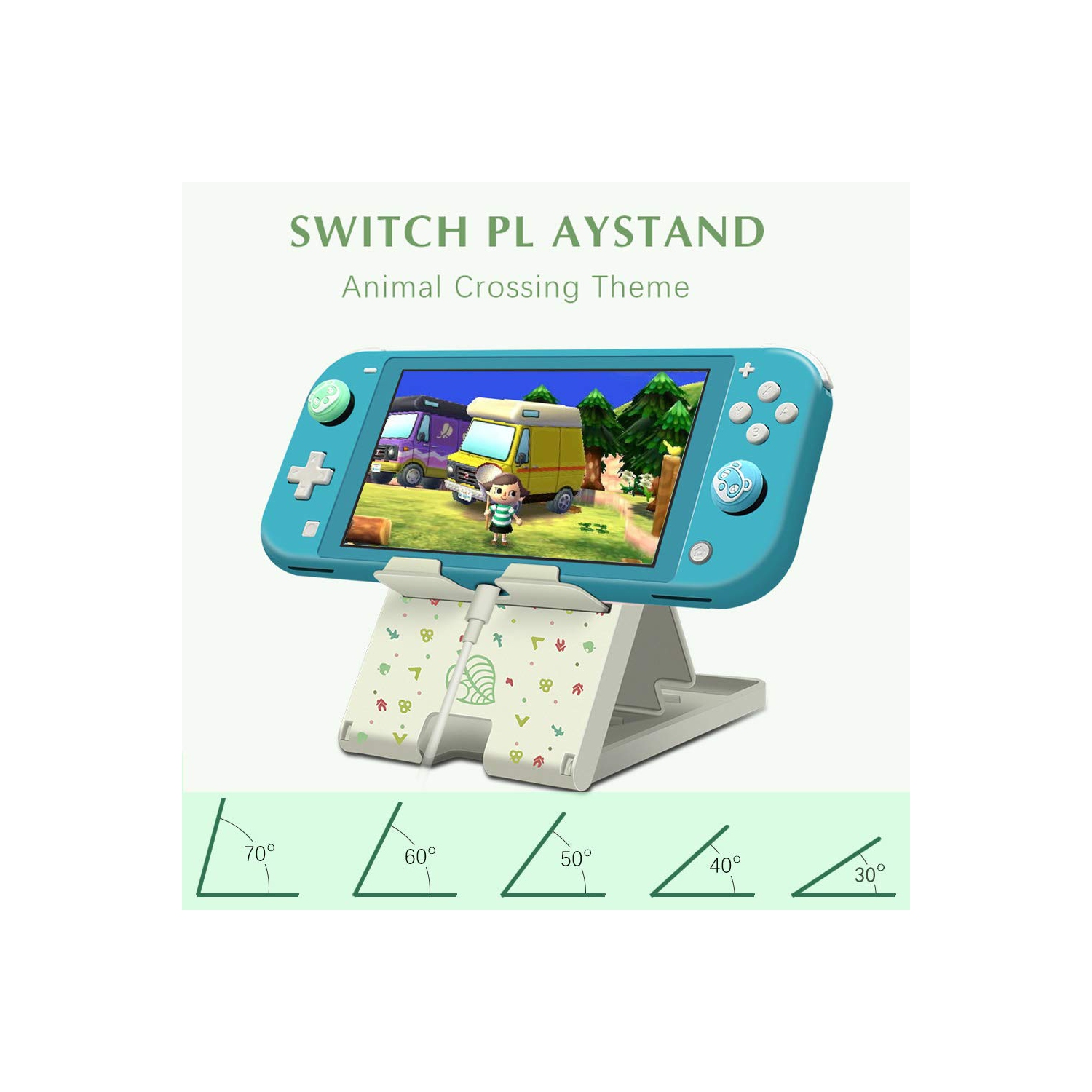 Busjoy Stand for Nintendo Switch/Switch Lite/Switch OLED, Animal Crossing Angle Adjustable Swicth Holder, Portable Foldable Compact Non-Slip Playstand