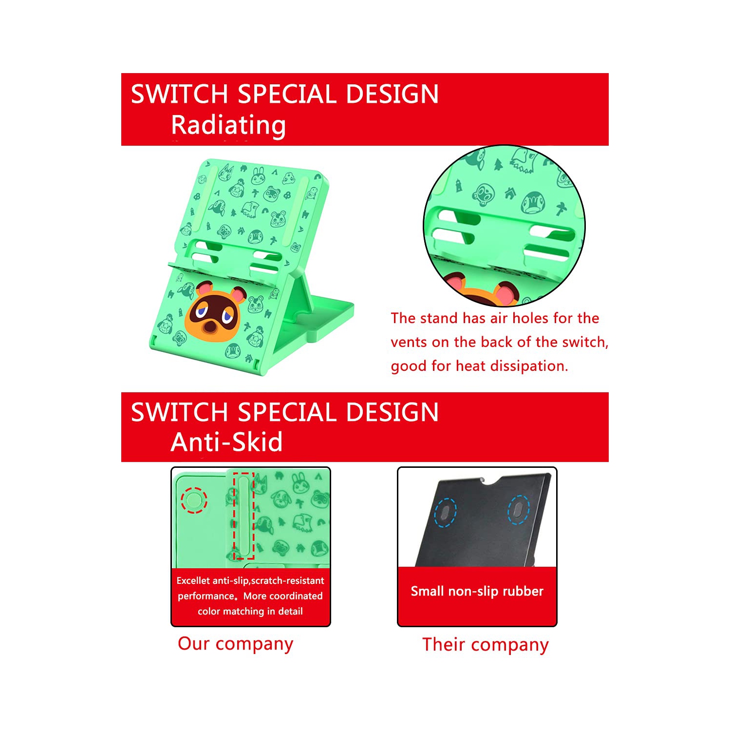 FXICAI Stand for Nintendo Switch/Switch Lite, Animal Crossing Angle Adjustable Swicth Playstand, Portable Foldable Compact N