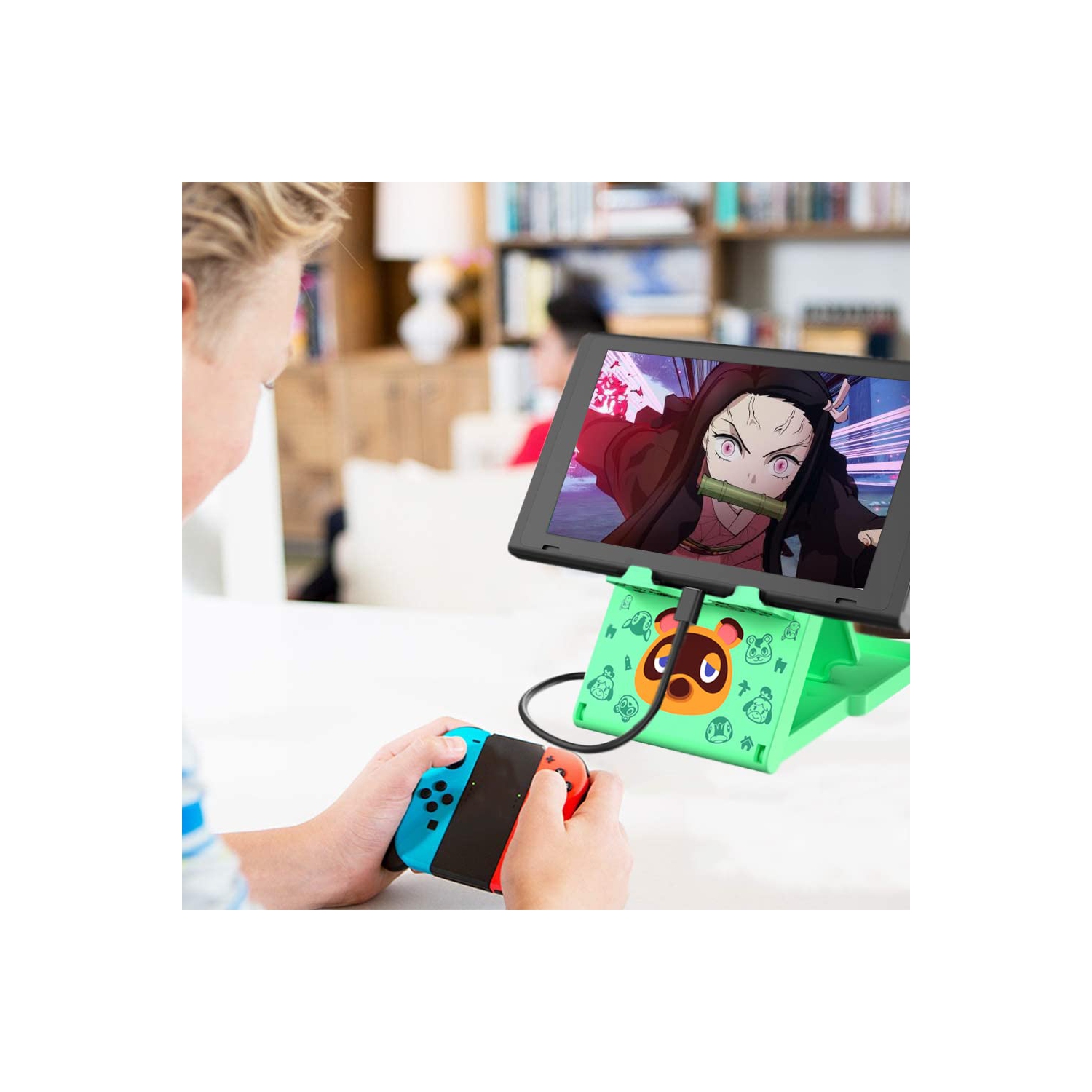 FXICAI Stand for Nintendo Switch/Switch Lite, Animal Crossing Angle Adjustable Swicth Playstand, Portable Foldable Compact N