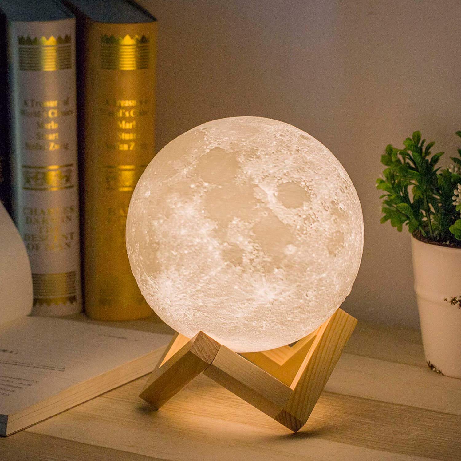 Moon Lamp, 4.7 inch - 3D Printed Lunar Lamp - Moon Light - Night Lights for Kids Room, Women, Home Decor, Gifting - USB Charging - Touch Control