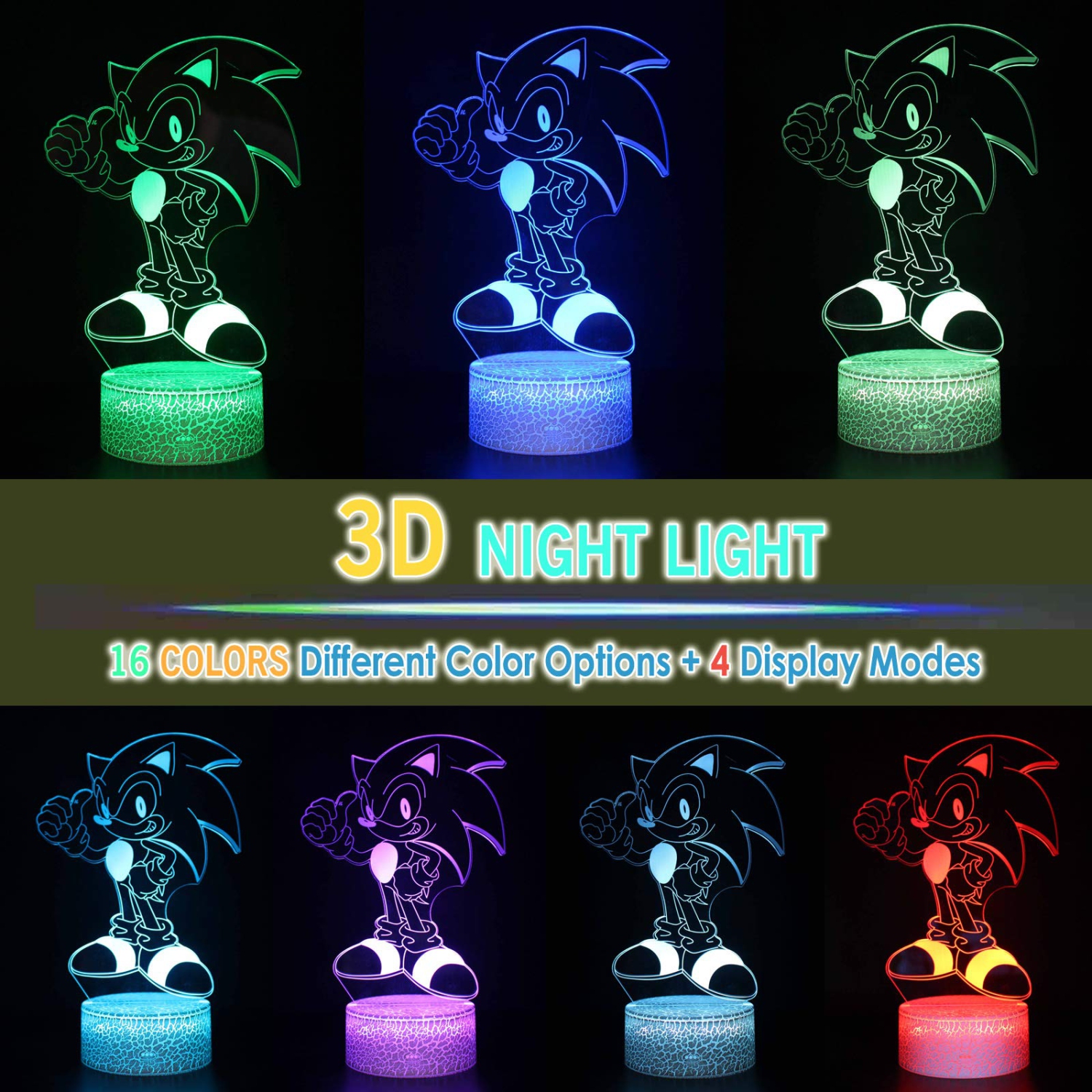 TRIPRO Hedgehog Cartoon 3D Illusion Table Lamp Night Light with Lighted Base,16 Colors Change, Smart Touch Button & Remote C