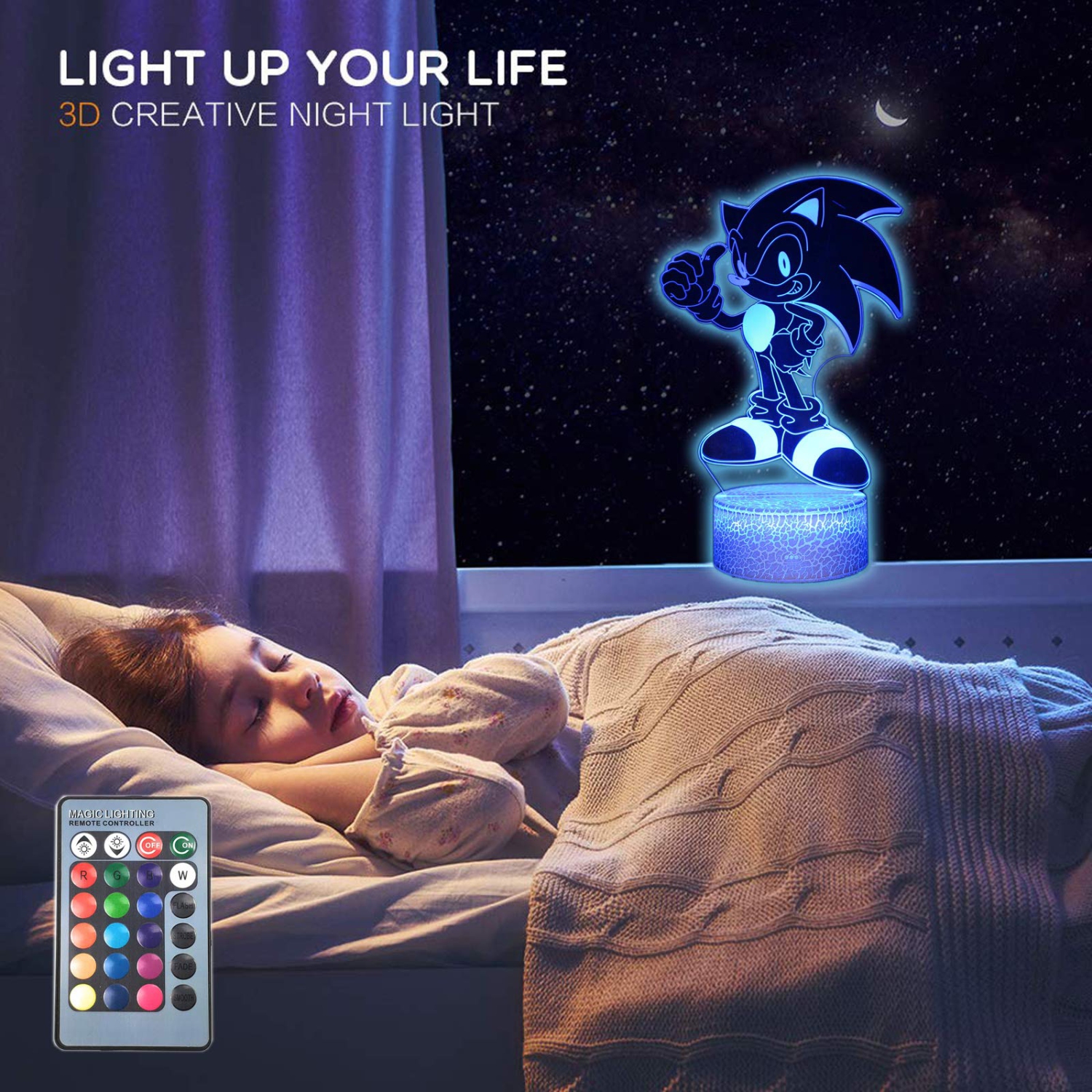 TRIPRO Hedgehog Cartoon 3D Illusion Table Lamp Night Light with Lighted Base,16 Colors Change, Smart Touch Button & Remote C