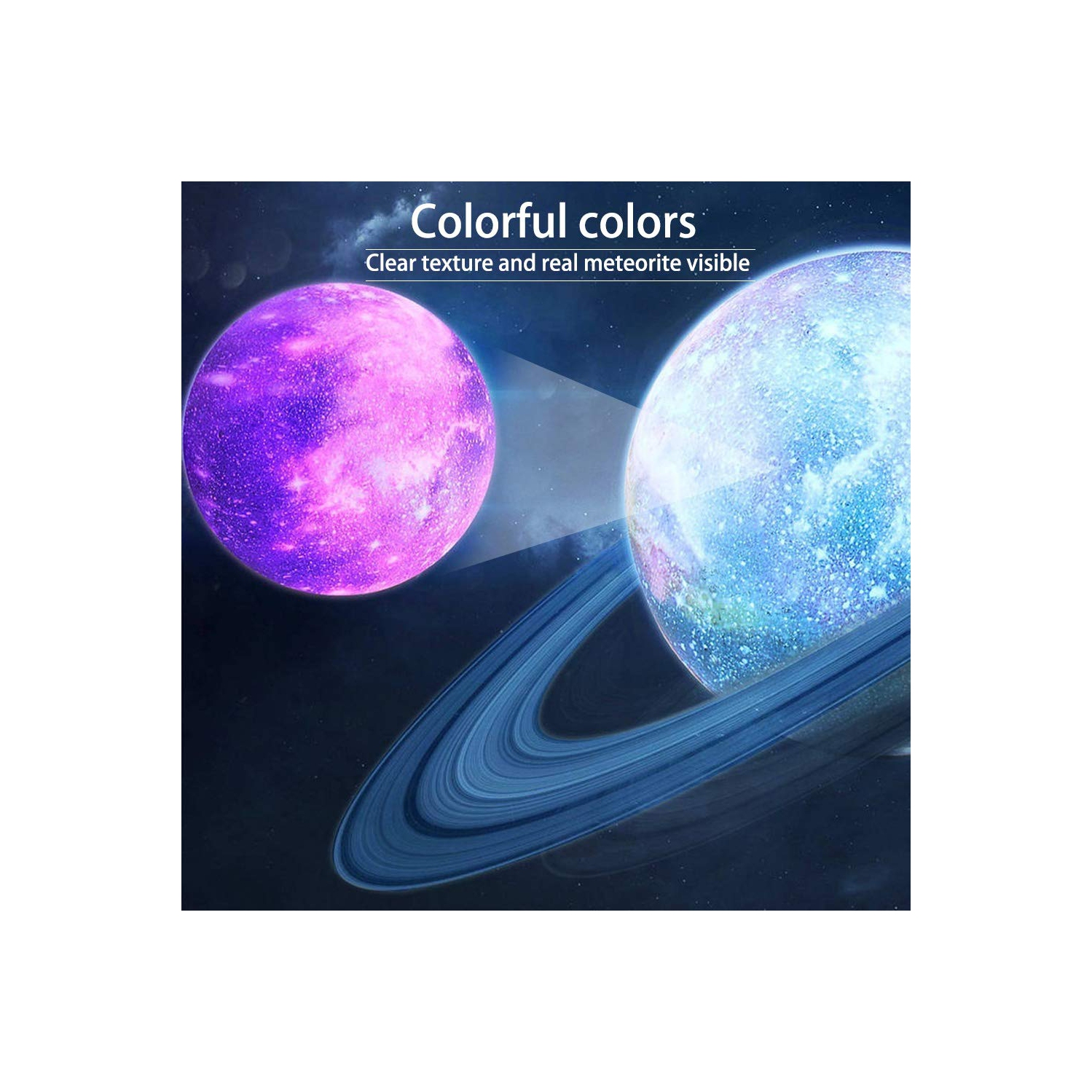 GUIFIER Moon Lamp Night Light Galaxy with 16 Colors LED 3D Print, Stand, Remote, Touch Control and USB Rechargeable