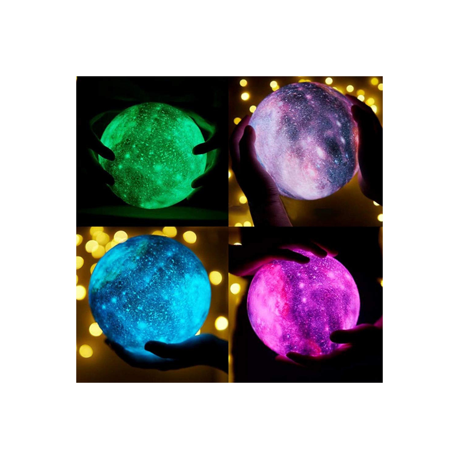 GUIFIER Moon Lamp Night Light Galaxy with 16 Colors LED 3D Print, Stand, Remote, Touch Control and USB Rechargeable