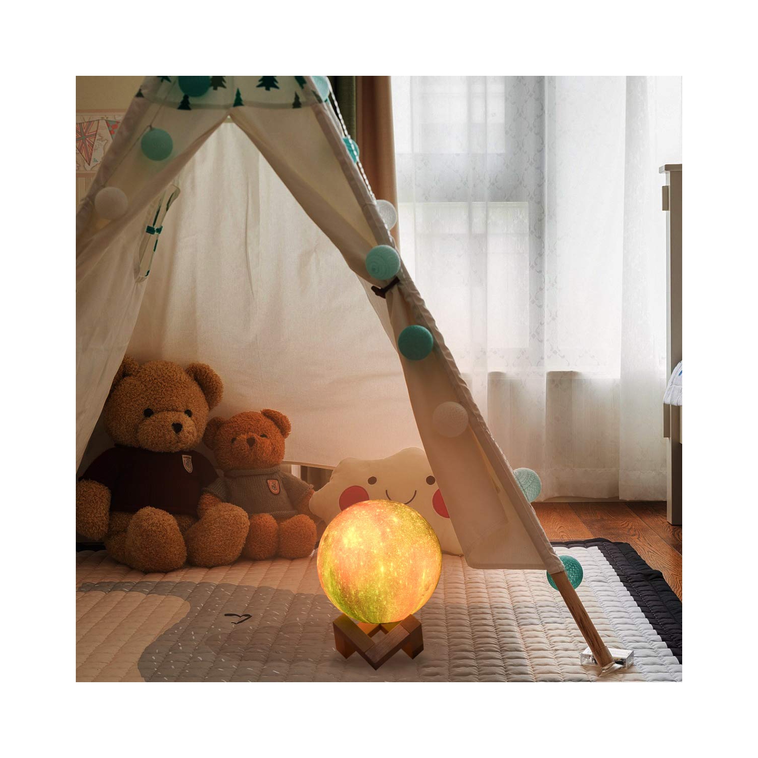 FULLOSUN Moon Lamp Galaxy Moon Night Light 3D Printing Dimmable Timer Moonlight 16 Colors with Stand & Remote & Touch Contro