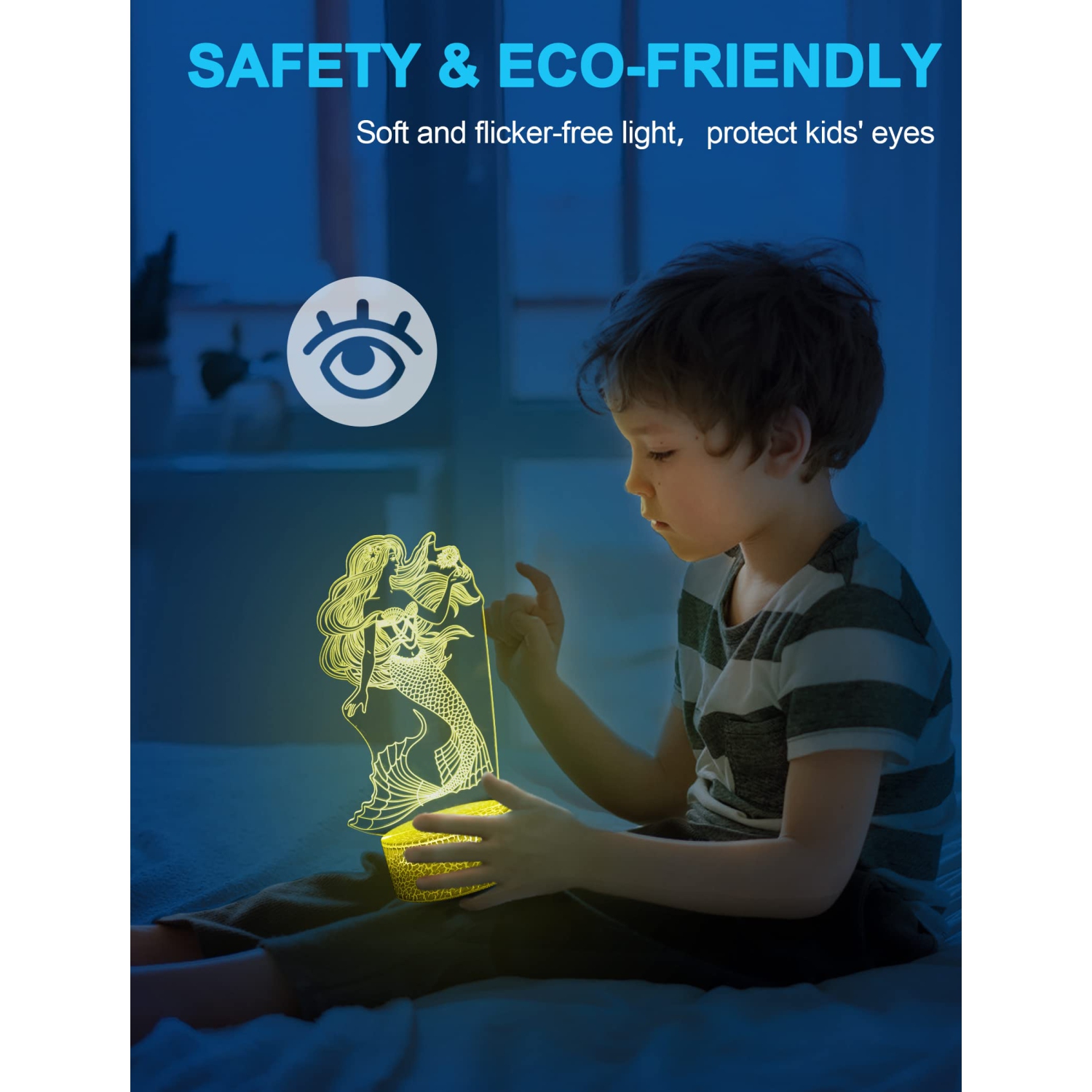 Veilleuse Sirène de Nice Dream pour enfants, veilleuse 3D, 16 couleurs variables avec télécommande, décoration de chambre, cadeaux pour enfant