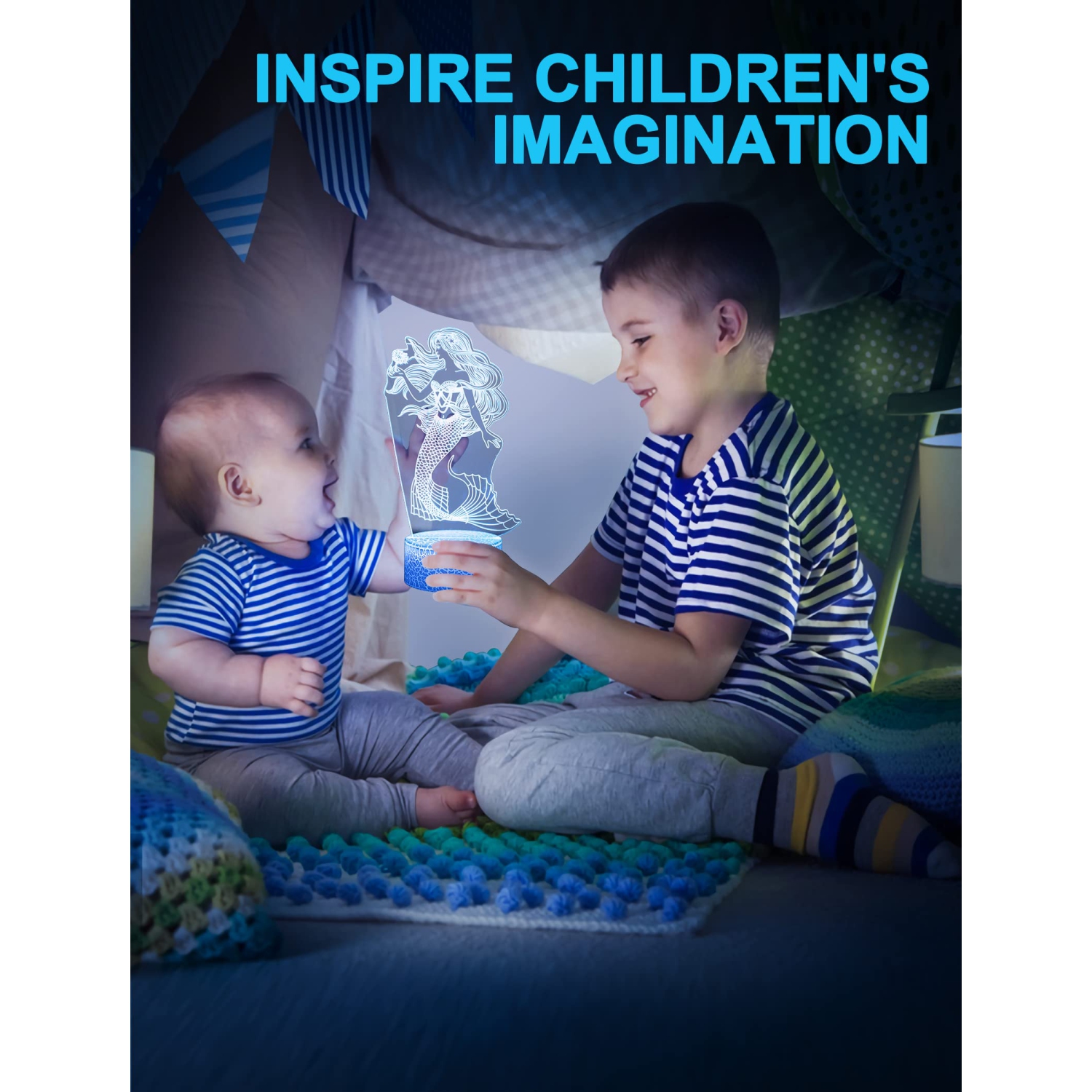 Veilleuse Sirène de Nice Dream pour enfants, veilleuse 3D, 16 couleurs variables avec télécommande, décoration de chambre, cadeaux pour enfant