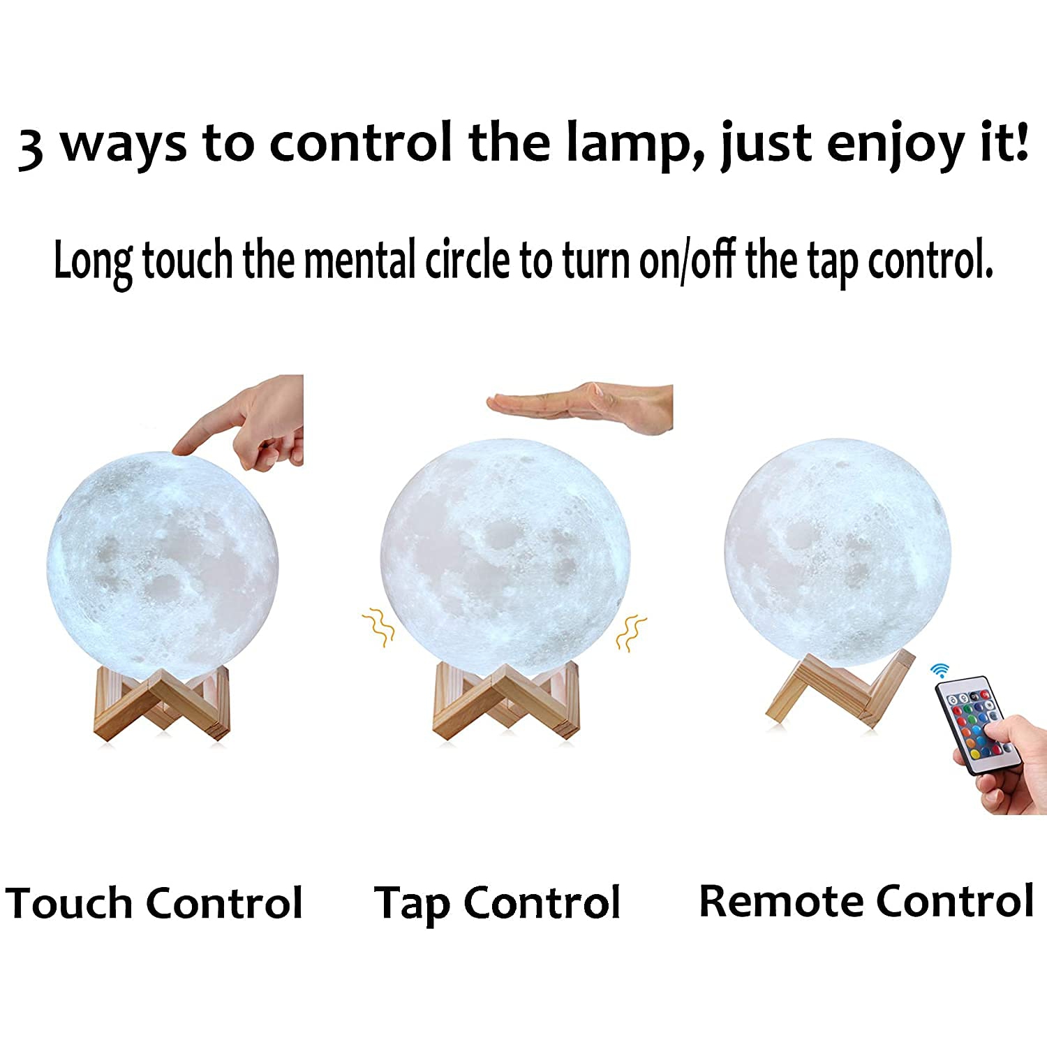 CPLA Lampe lunaire Lampe de lune 3D Imprimé Lune 5.9 po 16 couleurs Lune veilleuse pour enfants Lune pour chambres à coucher Lune DEL de po