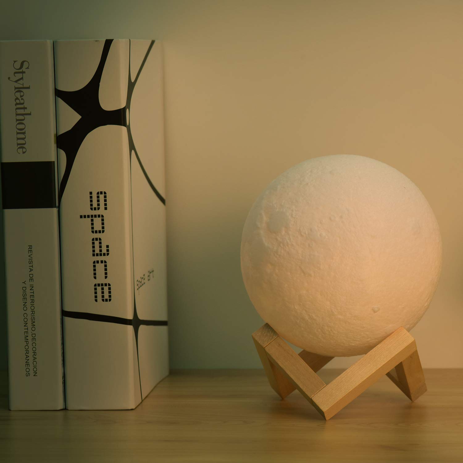 Lampe lune FULLOSUN, veilleuse 3D imprimée ?Télécommande et commande tactile avec 16 couleurs RVB, mode de changement 4, fonction de dim,