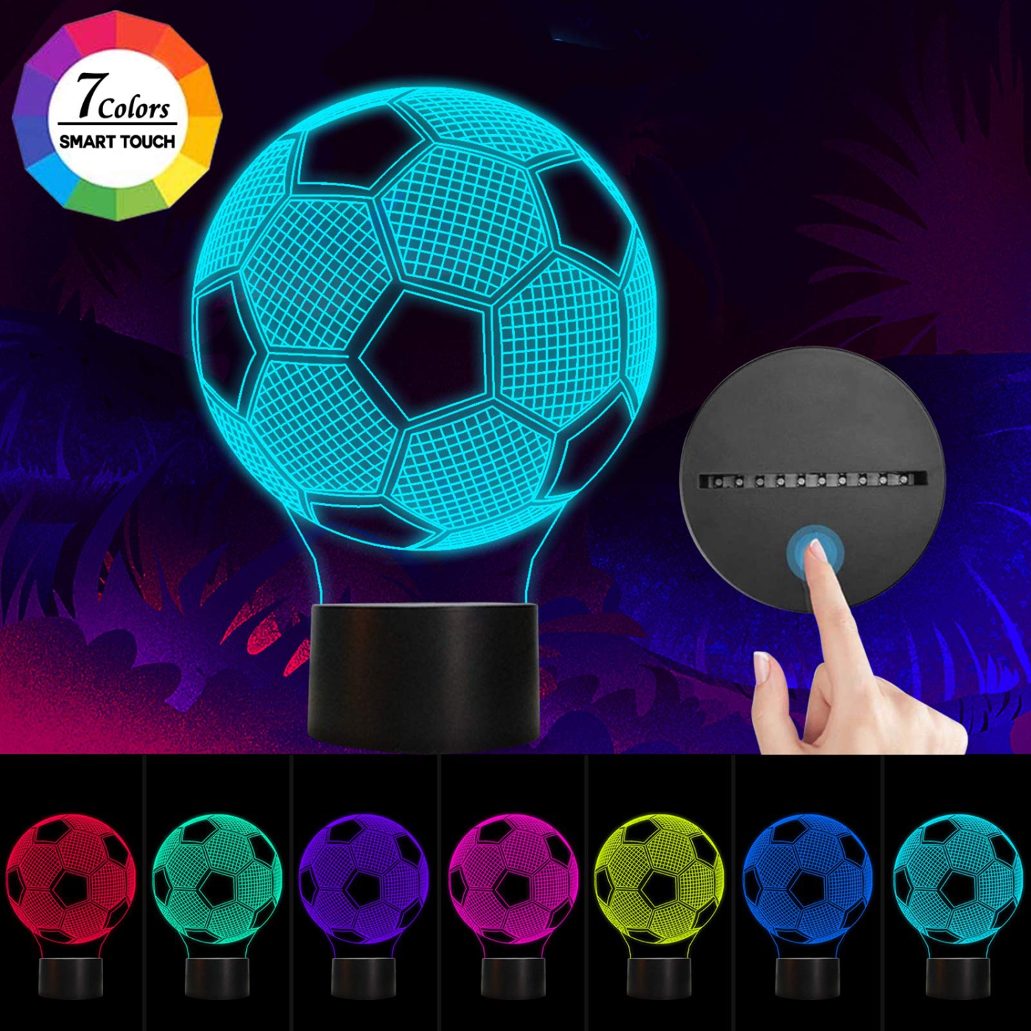 Veilleuse 3D soccer, Llamaabie Football avec lampe 3D Illusion