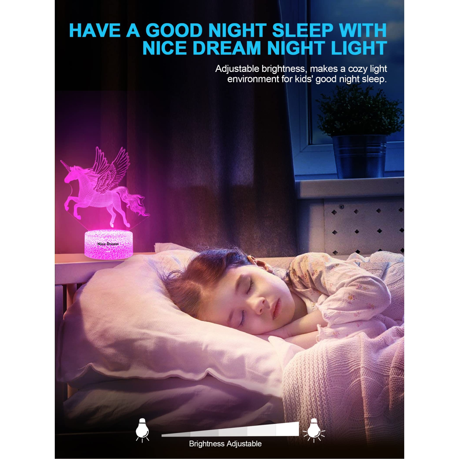 Veilleuse licorne pour enfants, 3D lampe Illusion, 16 couleurs qui changent avec la télécommande, décoration de chambre, cadeaux pour les filles