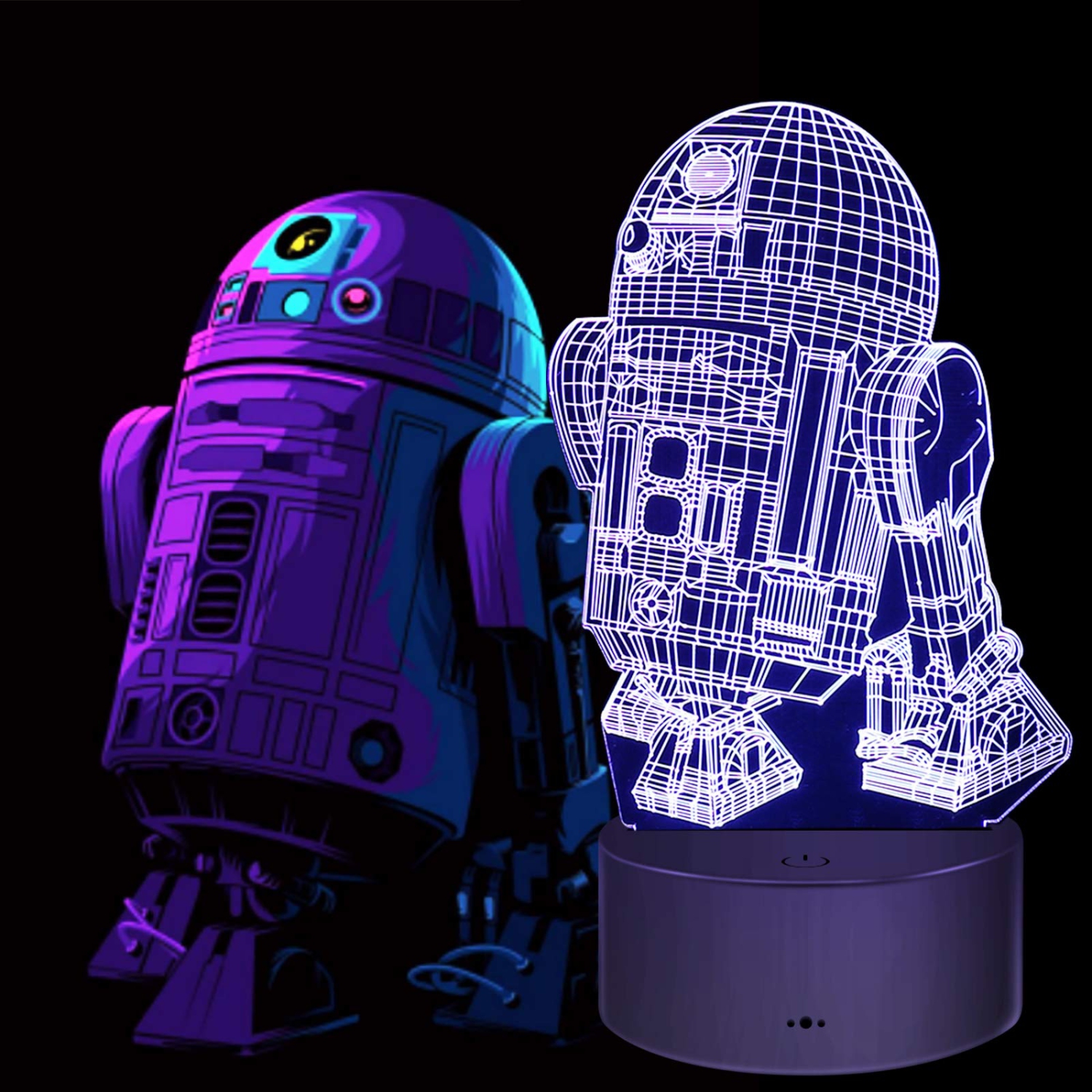 3D Illusion Star Wars Night Light Lamp, Star Wars Toys LED Night Light for Kids Room Decor,4 Pattern with Timing Function Gr
