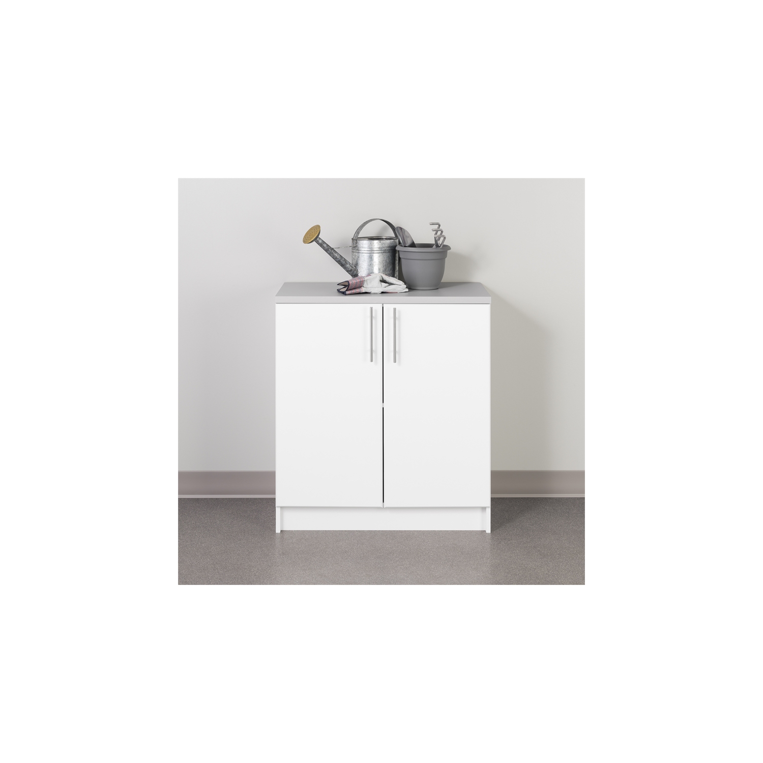 Prepac Elite White Engineered Wood Base Cabinet with Melamine Countertop
