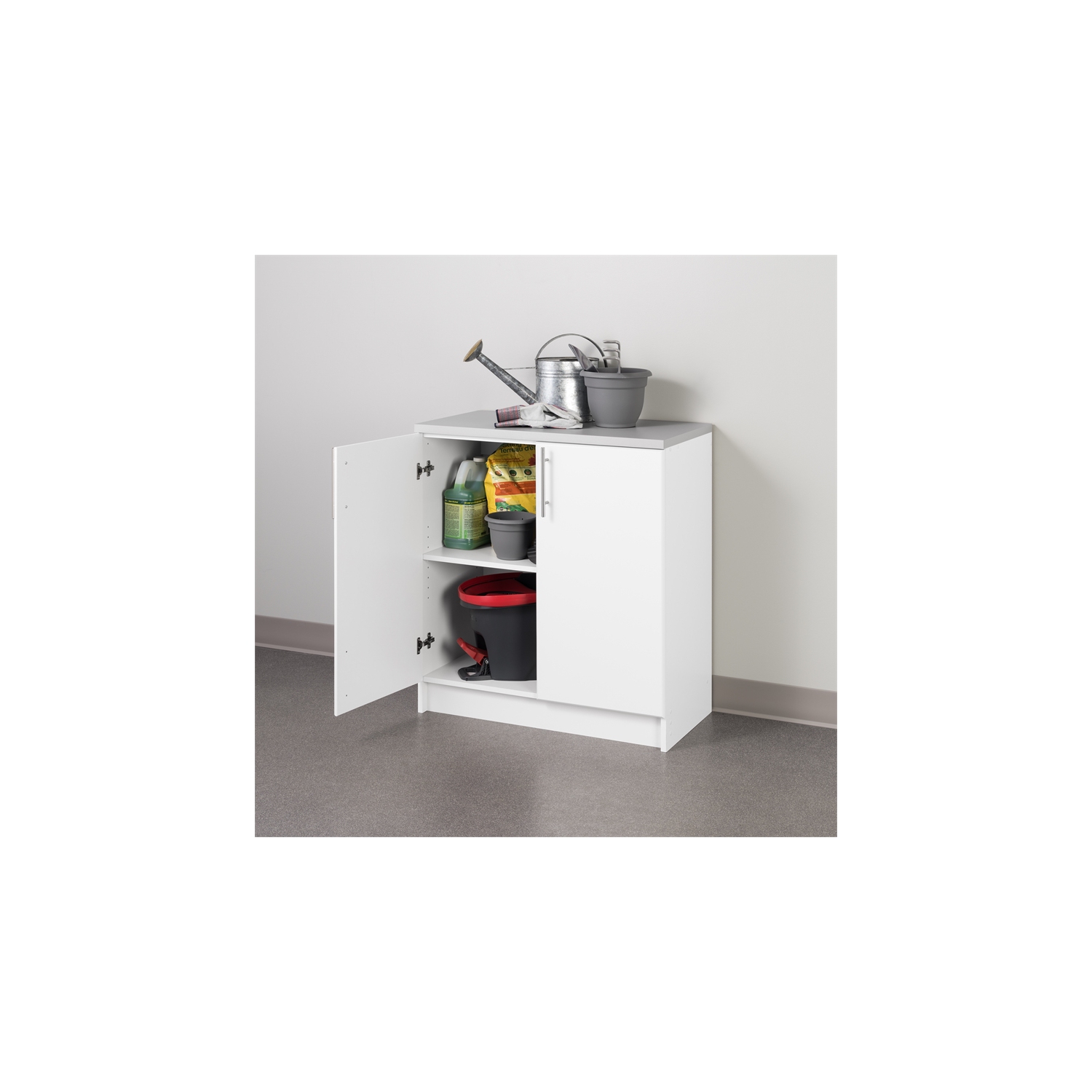 Prepac Elite White Engineered Wood Base Cabinet with Melamine Countertop