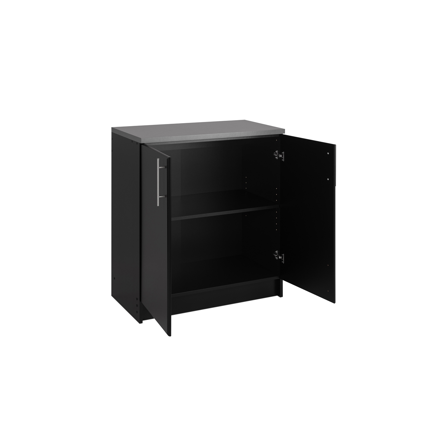 Prepac – Armoire à base en bois d’ingénierie Elite avec comptoir en mélamine, noir