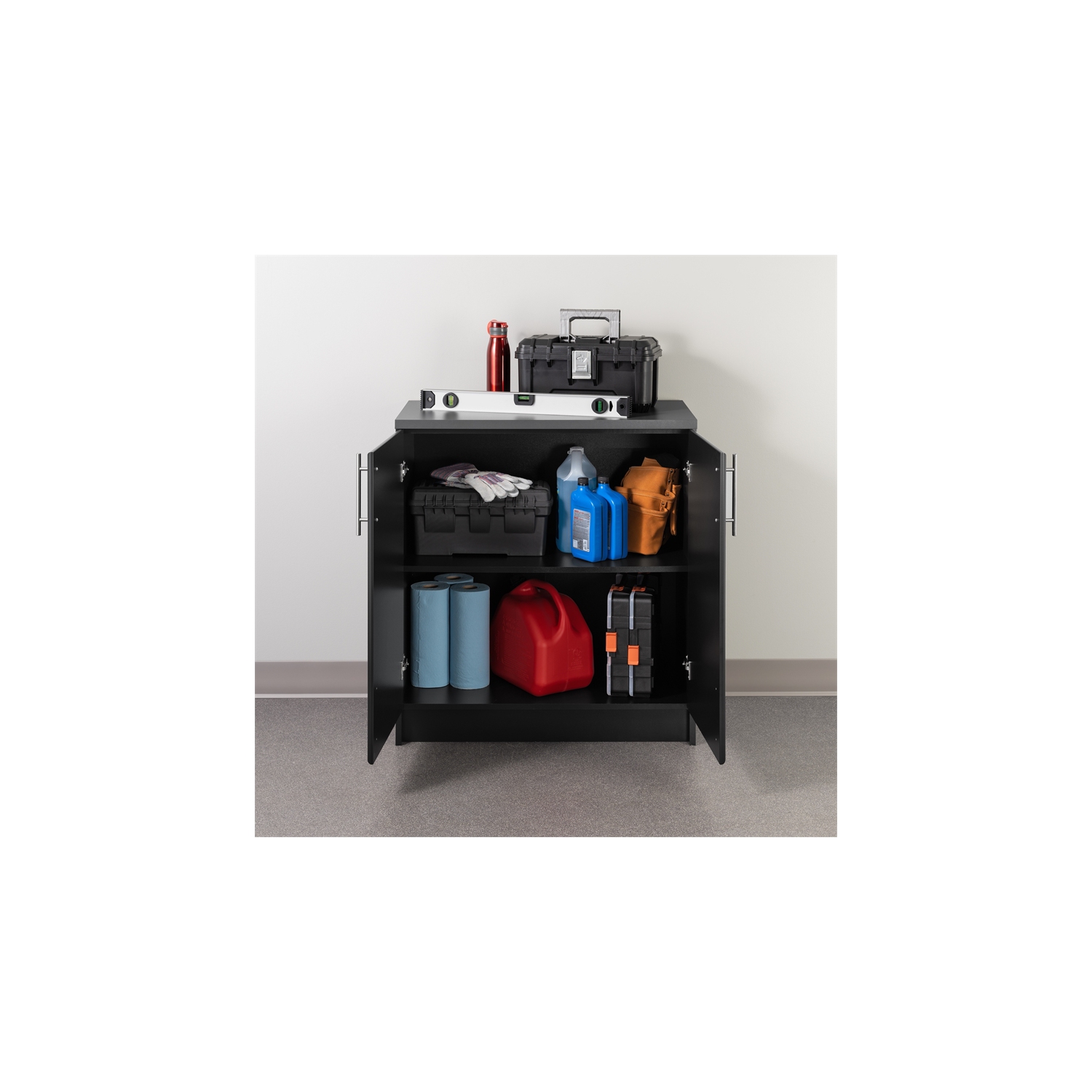 Prepac – Armoire à base en bois d’ingénierie Elite avec comptoir en mélamine, noir