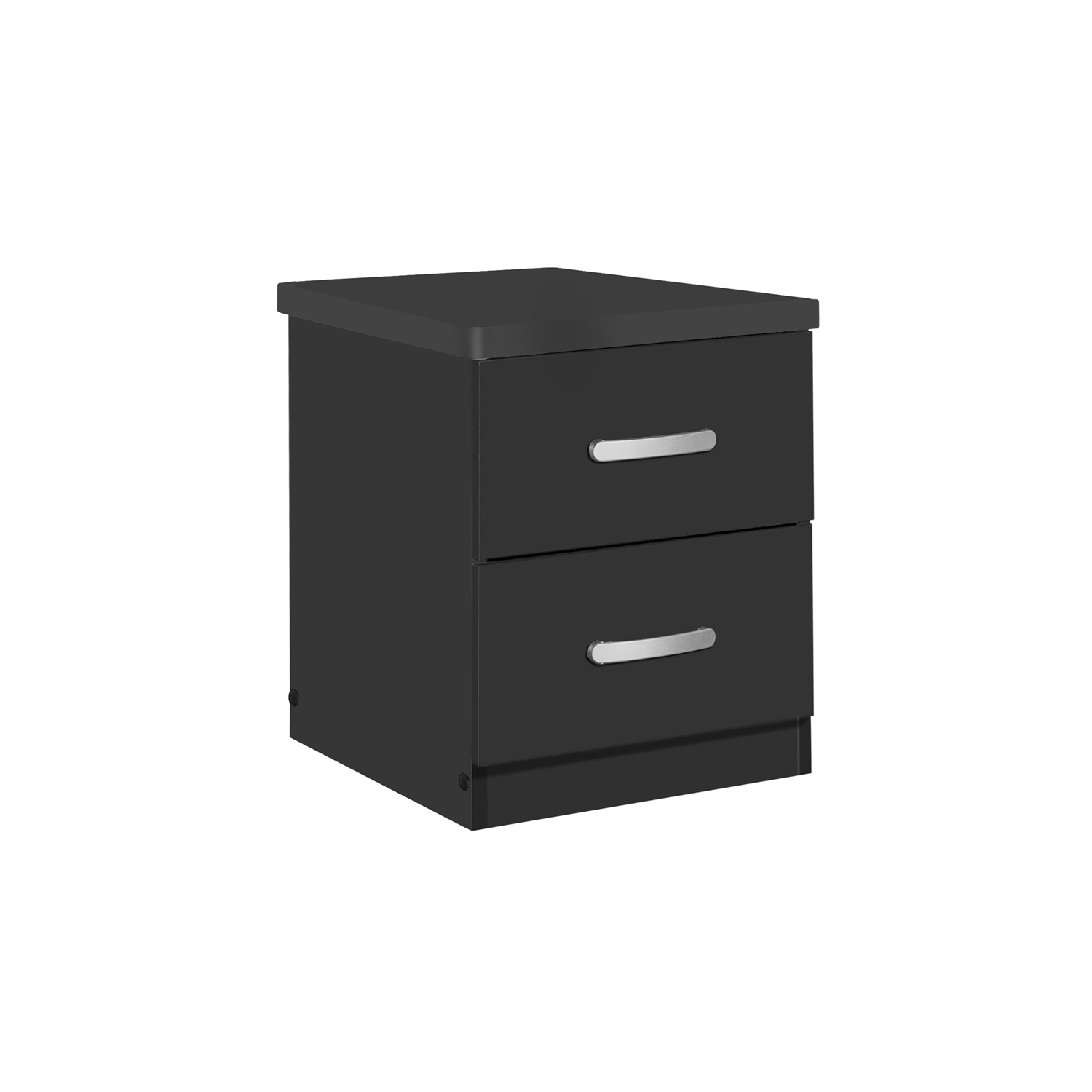 Pemberly Row Contemporary Faux Wood 2 Drawer Nightstand in Black