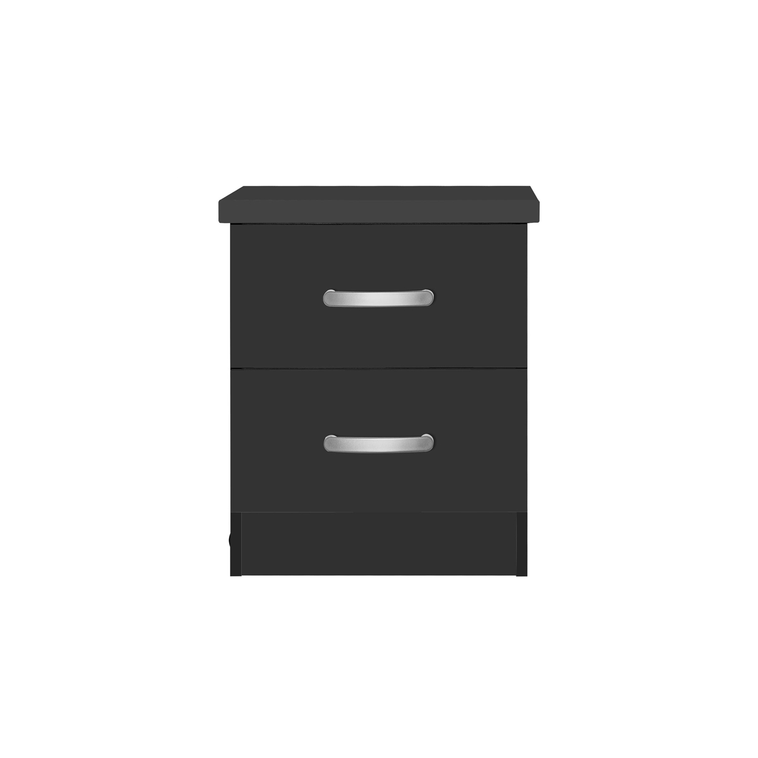 Pemberly Row Contemporary Faux Wood 2 Drawer Nightstand in Black