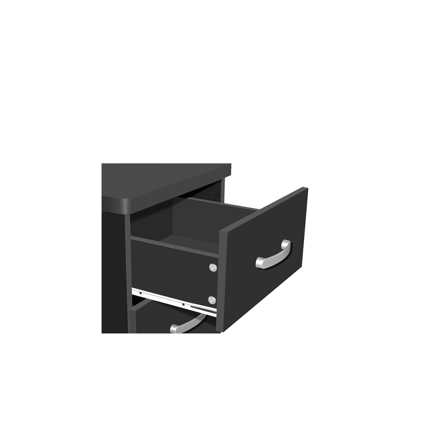 Pemberly Row Contemporary Faux Wood 2 Drawer Nightstand in Black